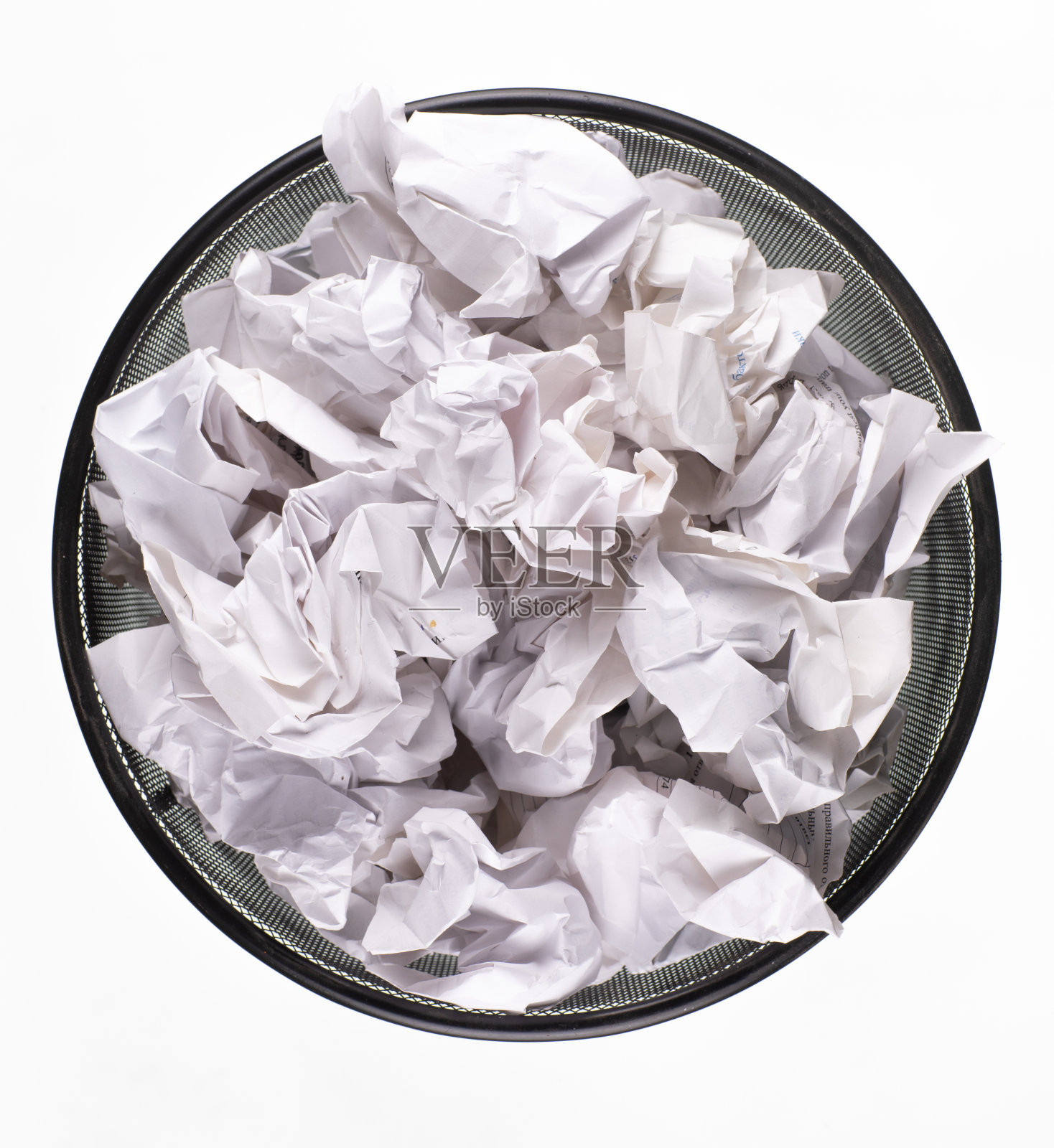 有白底纸垃圾隔离的办公室垃圾桶照片摄影图片