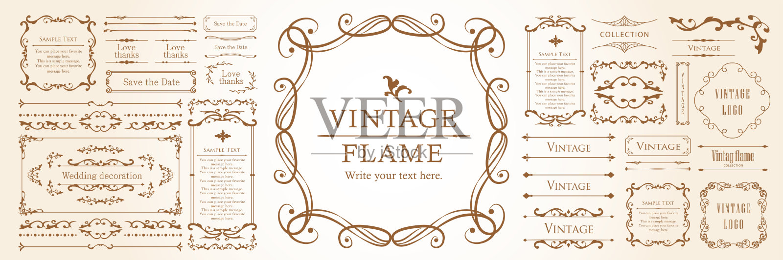 圣诞节主题框架设计集。华丽优雅的设计材料插画图片素材