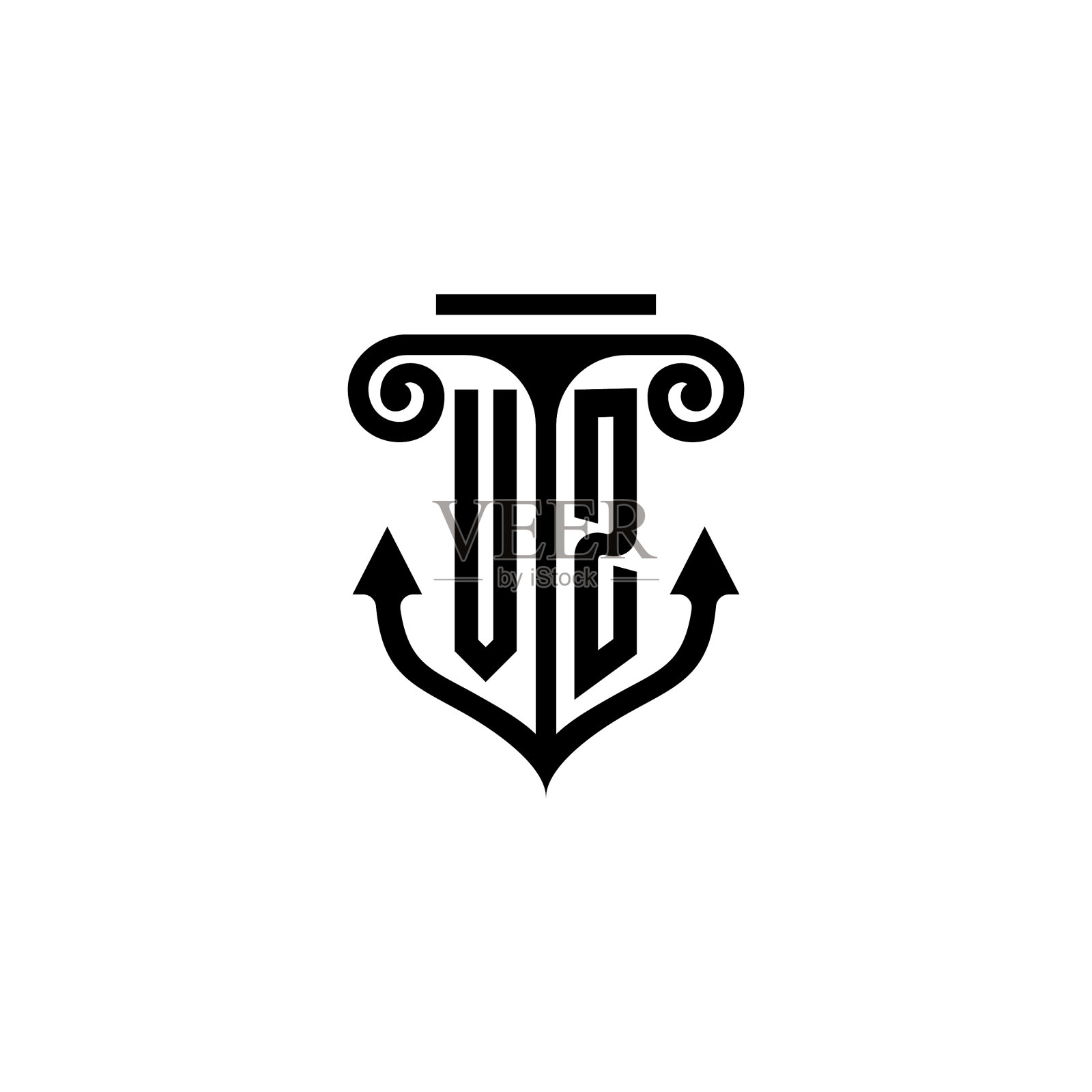 Vz支柱和锚海洋最初的标志概念插画图片素材