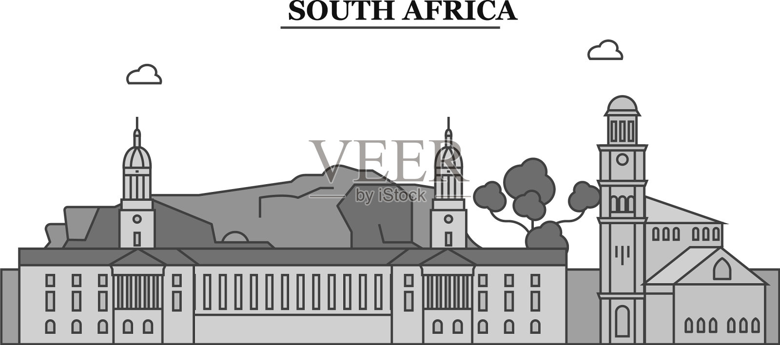 南非城市天际线孤立插画图片素材