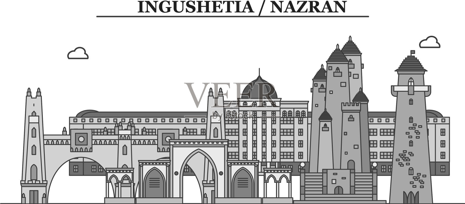 俄玛加斯城的天际线孤立无援插画图片素材