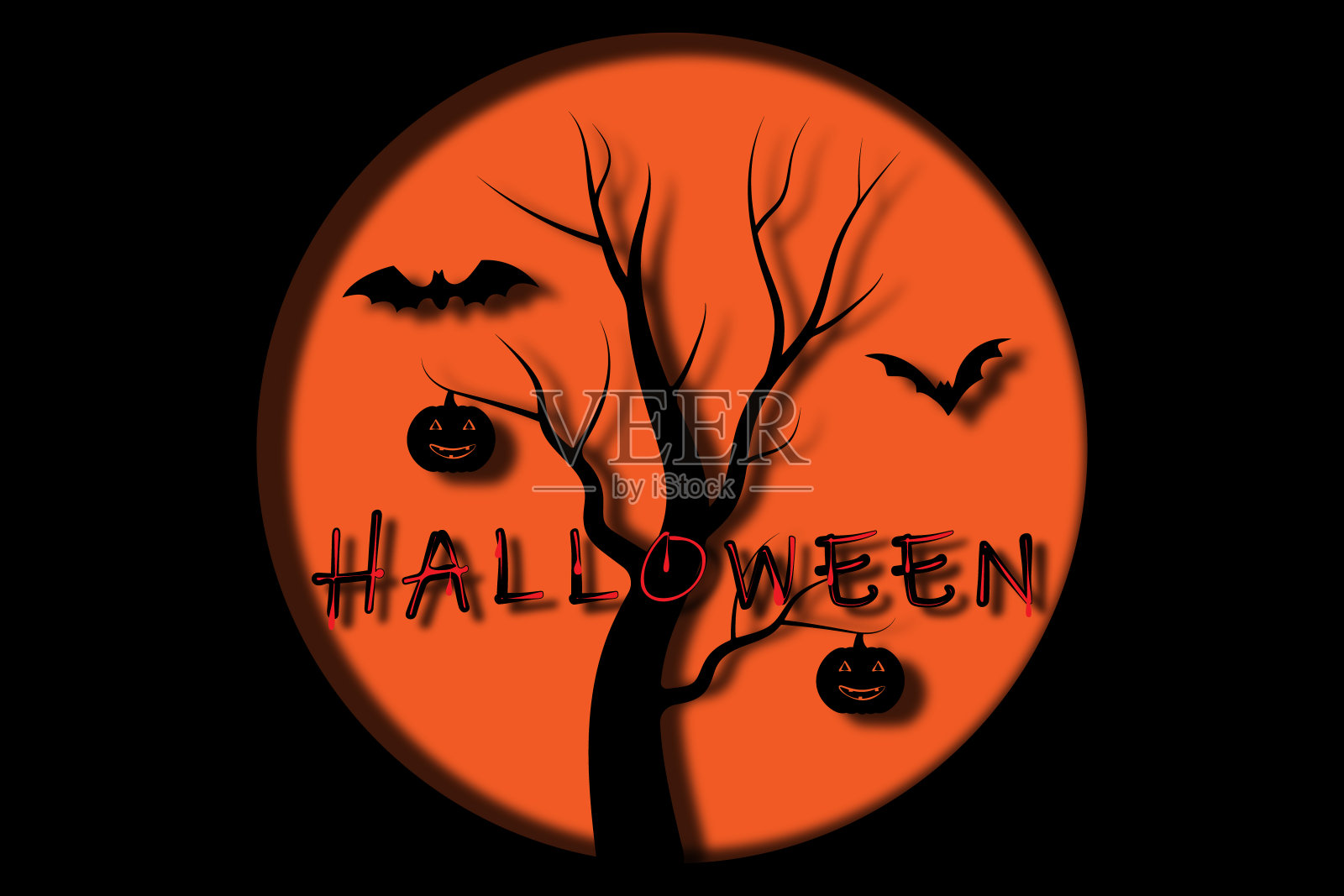 剪纸风格的万圣节节日插图。插画图片素材