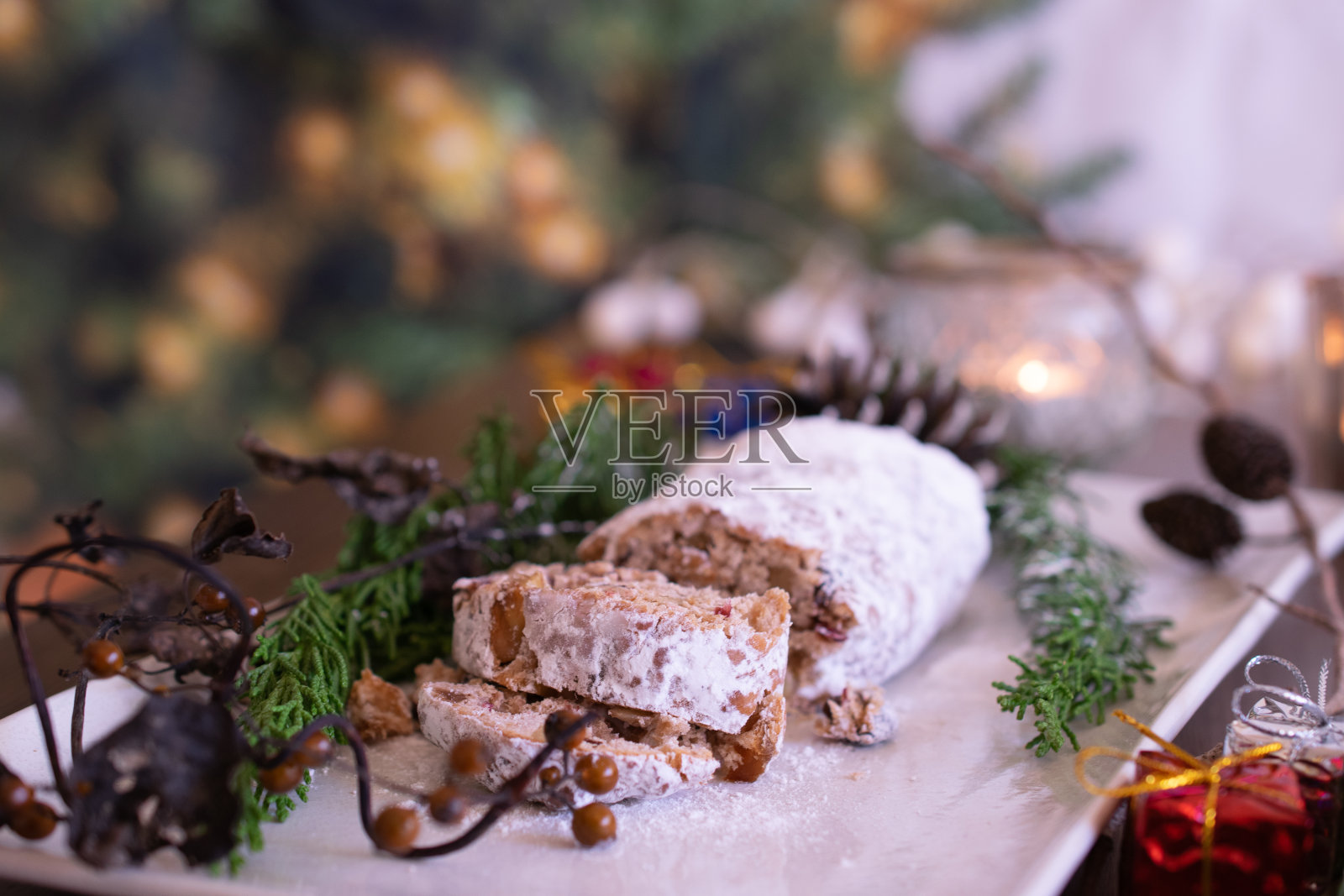 Stollen是一家庆祝圣诞节的德国传统面包店照片摄影图片