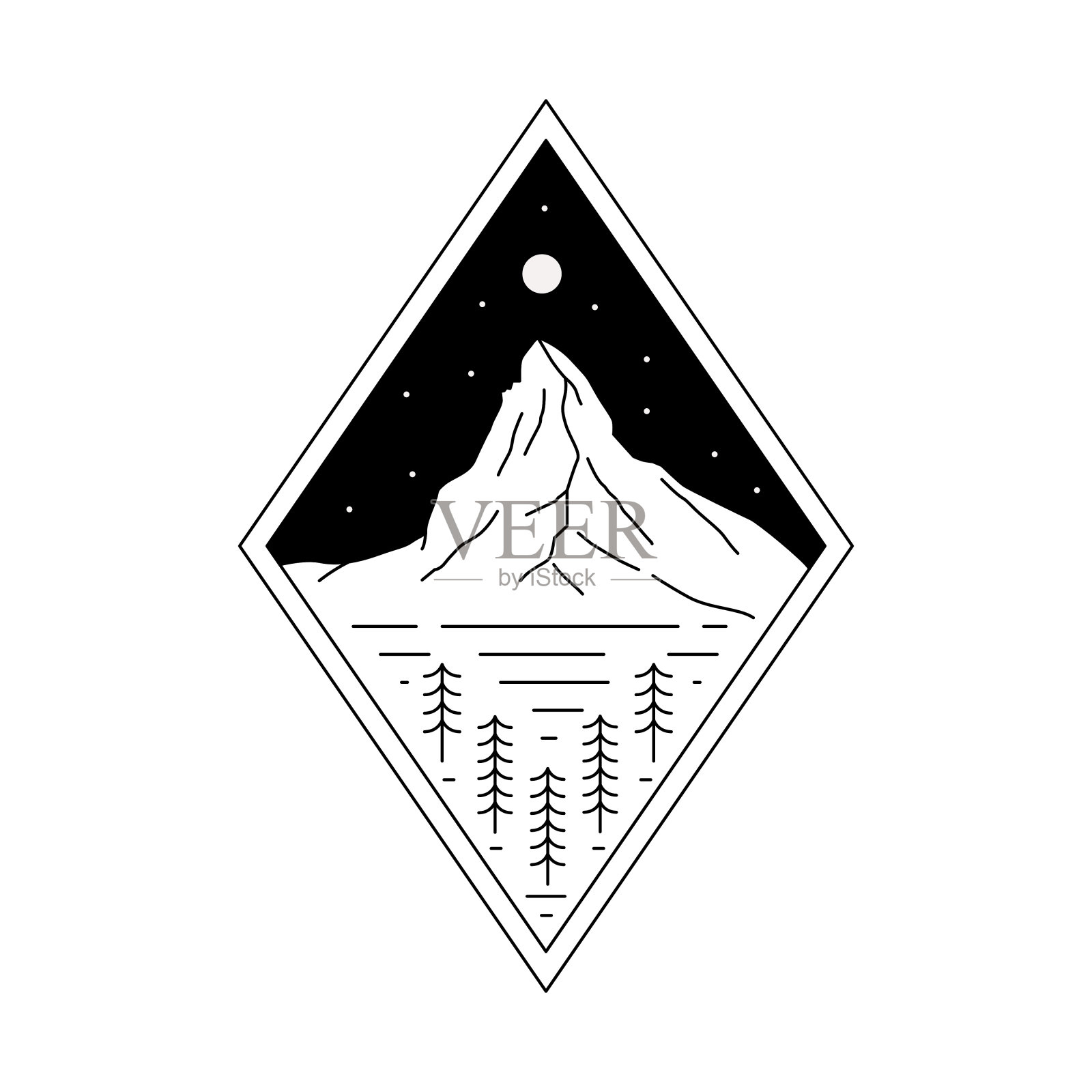 瑞士马特洪峰的单线艺术,徽章设计,徽章设计,t恤设计插画图片素材