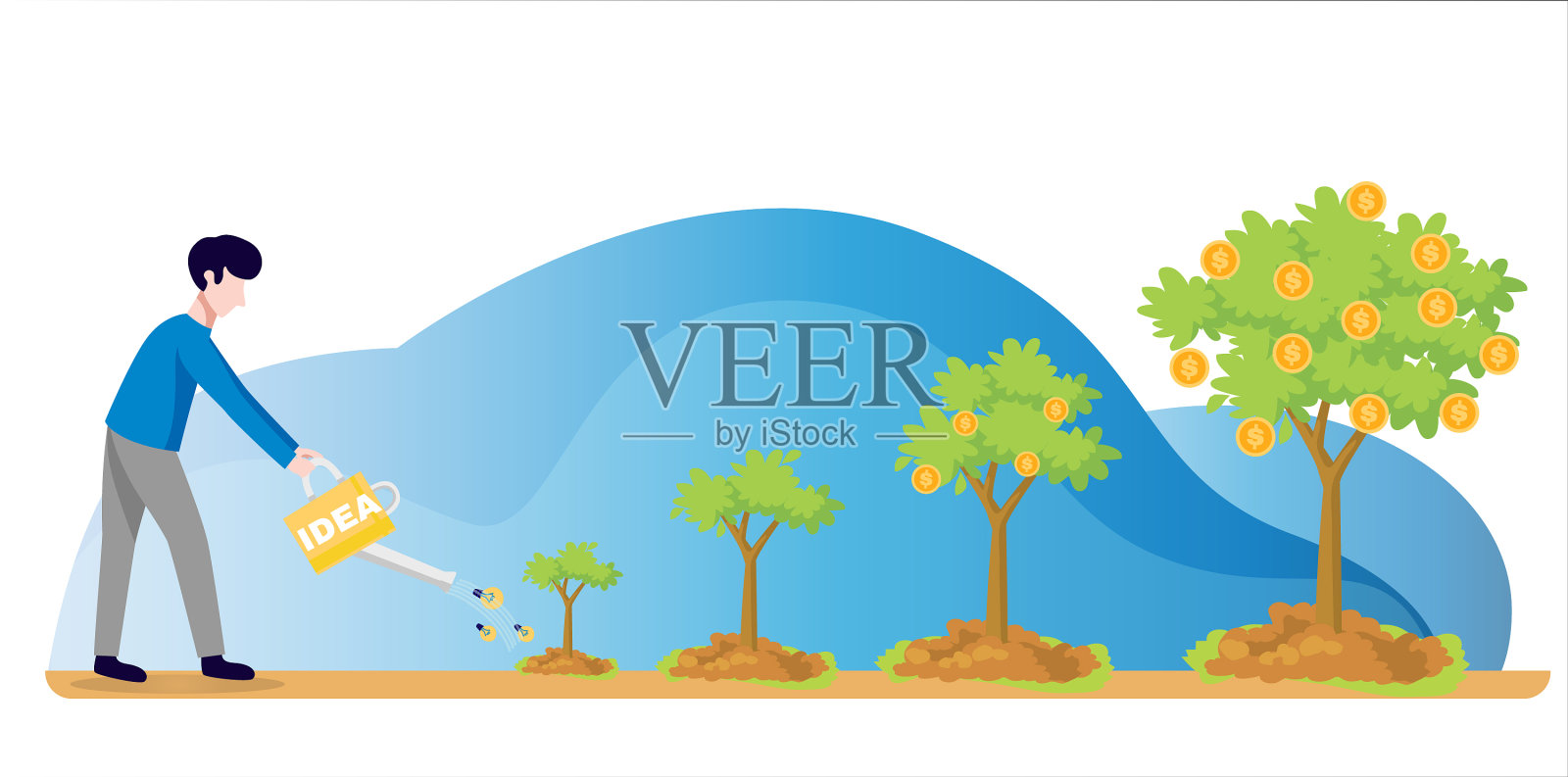 企业理念是如何从小到大的插画图片素材