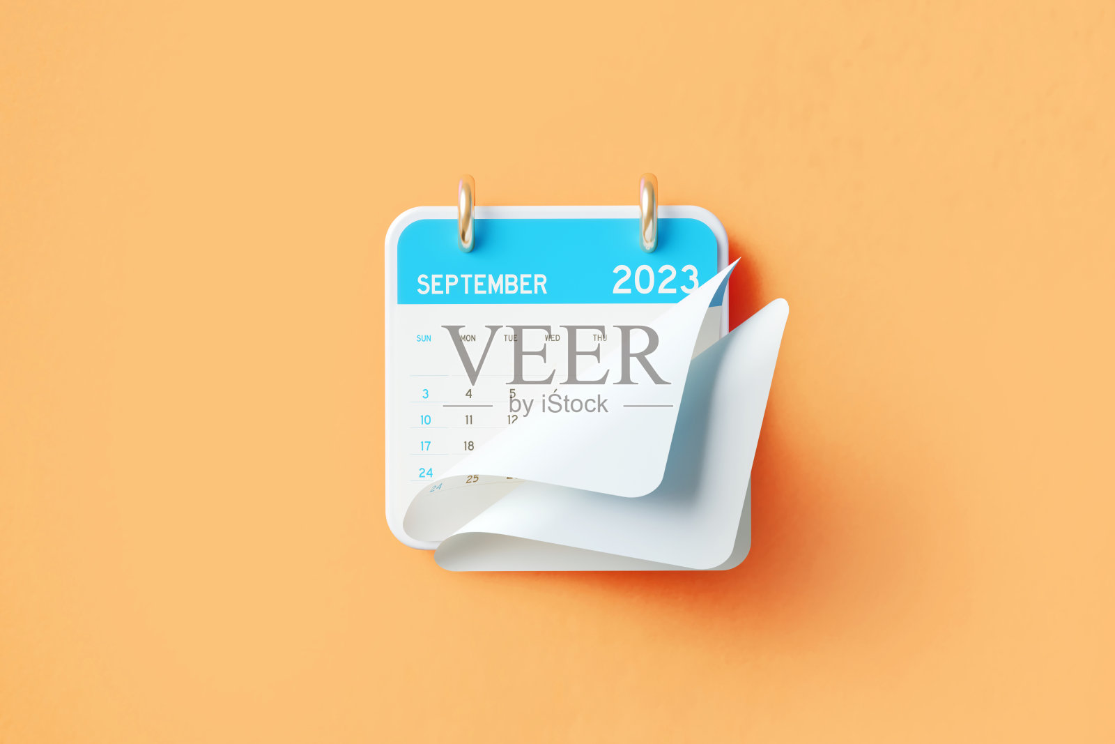 2023 9月日历橙色背景照片摄影图片