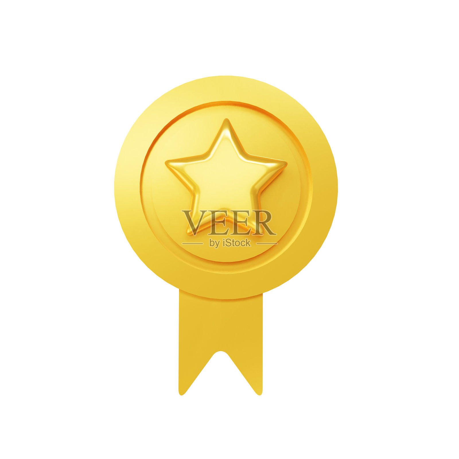 3D硬币星星图标。金色的冠军奖牌。优质品质,保证符号。三维渲染照片摄影图片