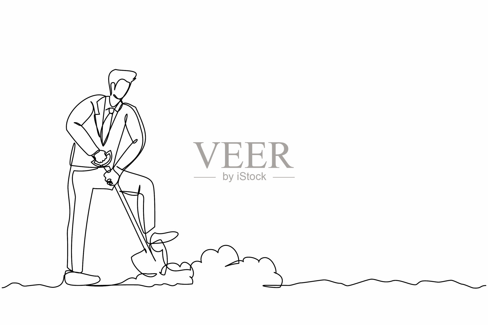 单线画出积极的商人插画图片素材