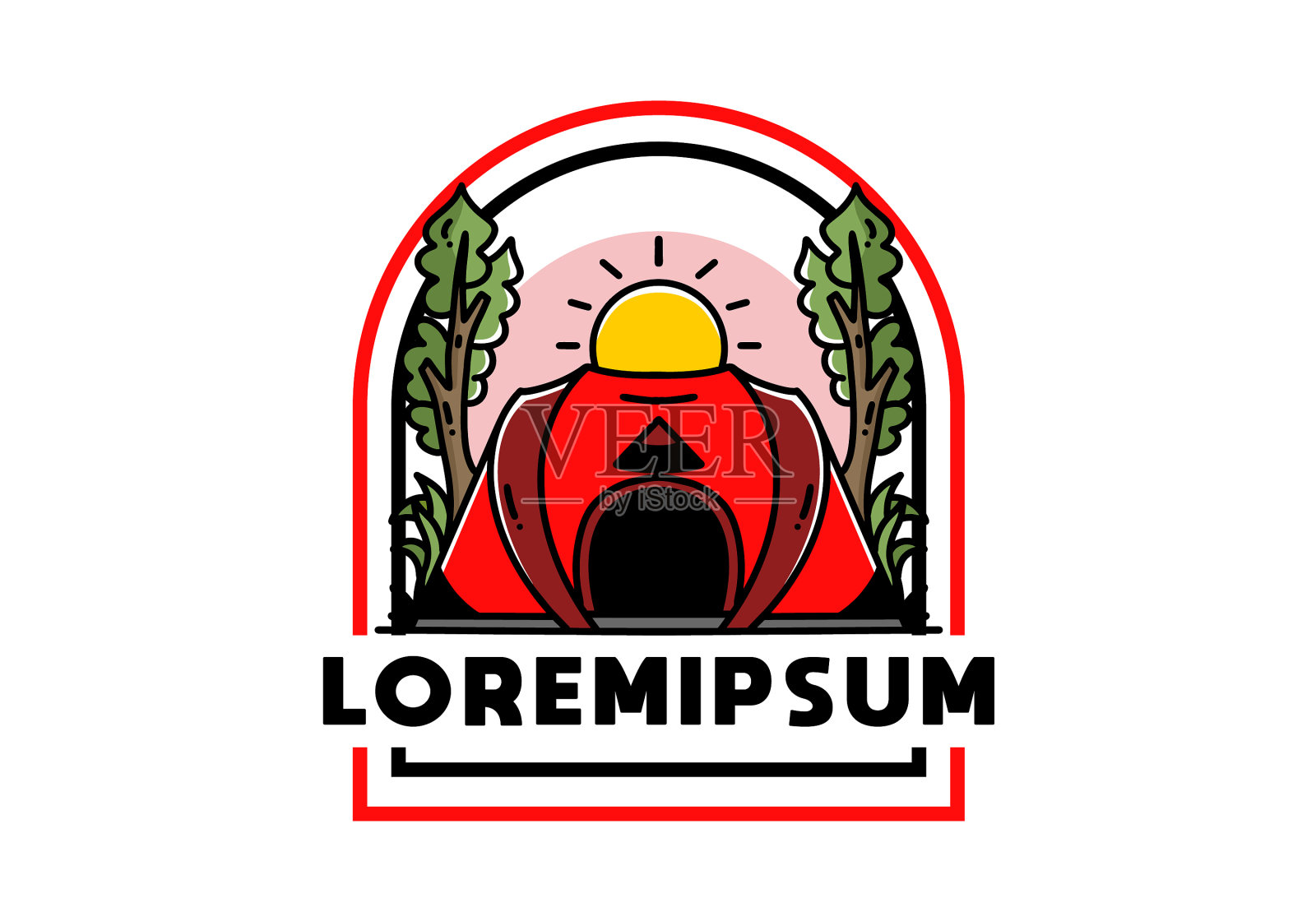 露营徽章设计的大弹出式帐篷插画图片素材