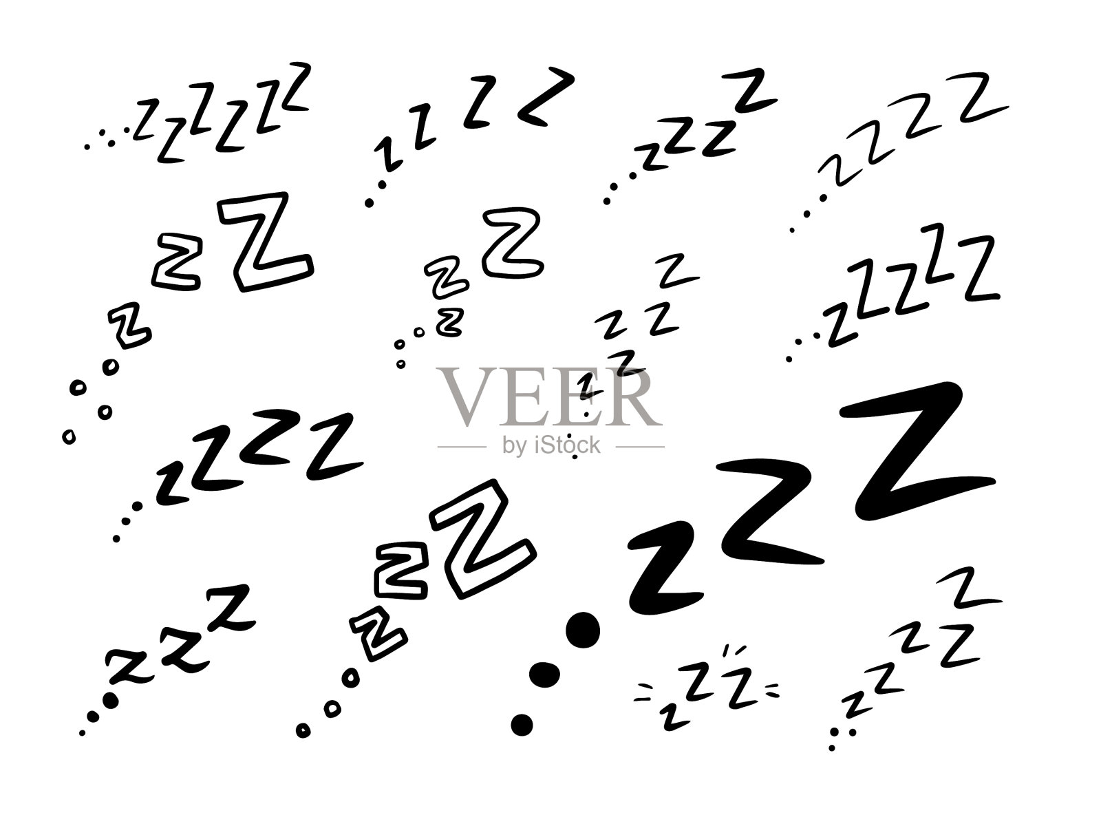 ZZZ涂鸦睡觉的标志插画图片素材
