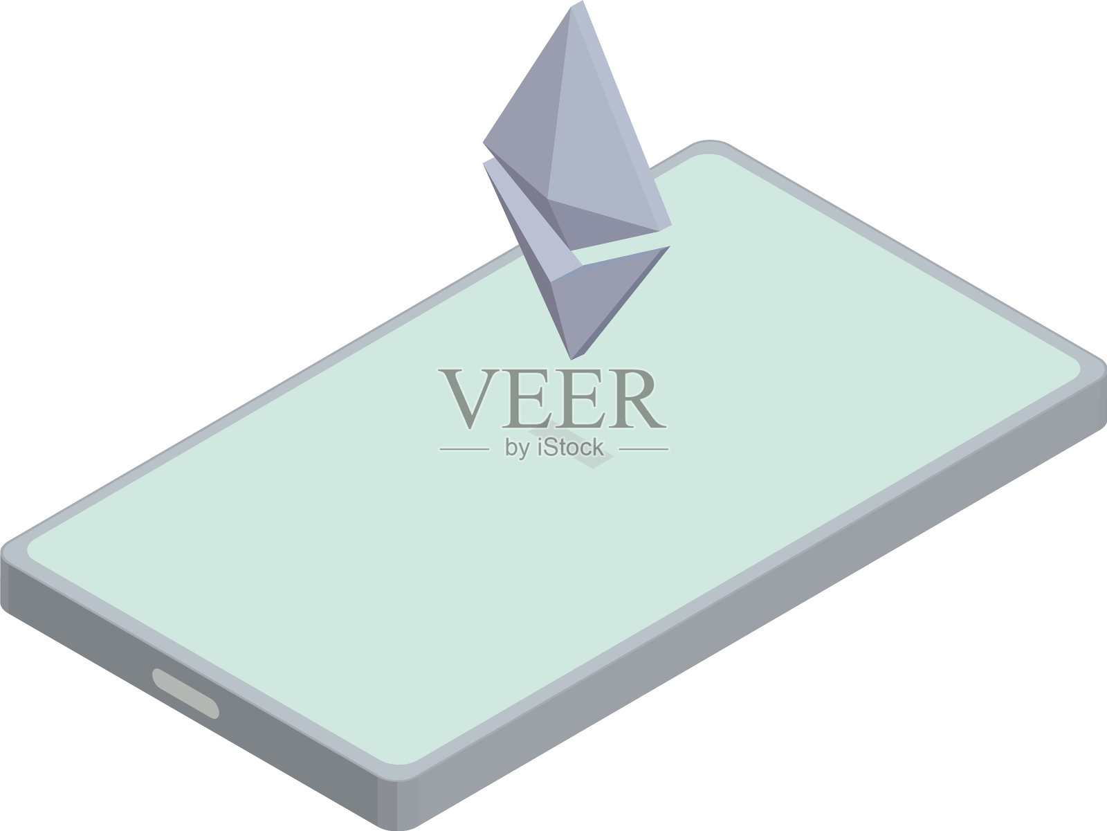 手机与以太坊浮动在其一侧插画图片素材