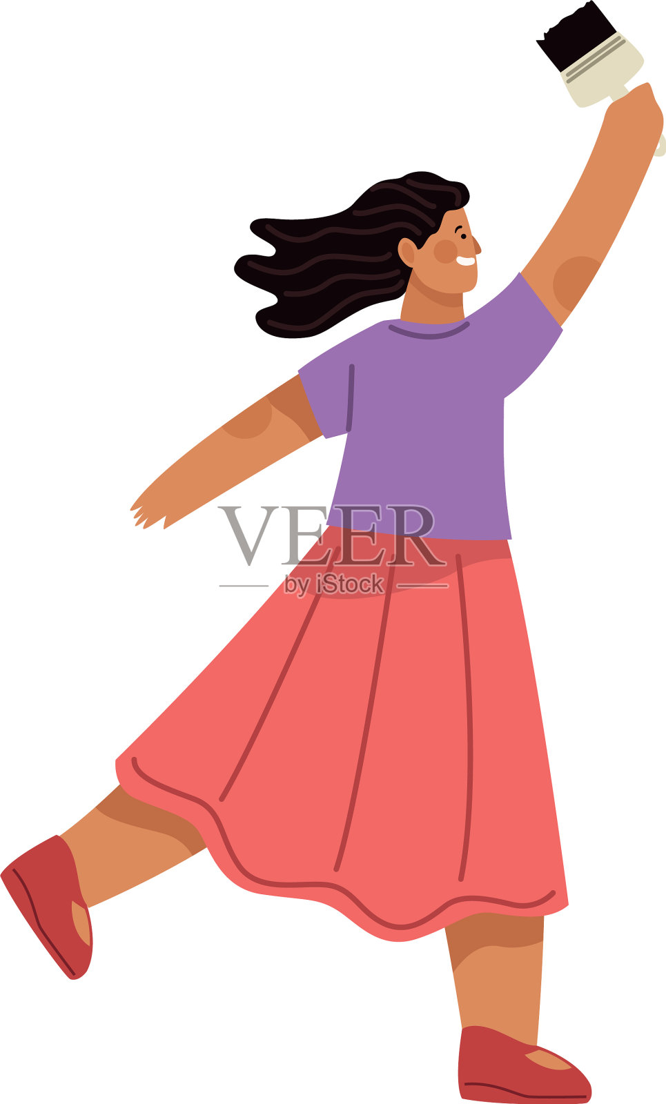 拿着画笔的女人设计元素图片