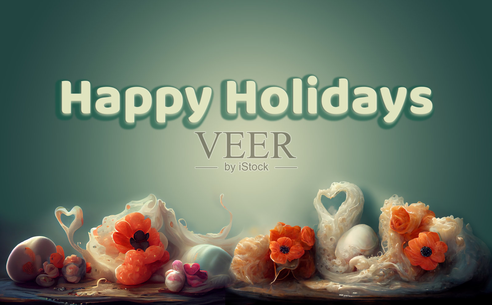 快乐节日的背景与奇妙的花朵和心形插画图片素材