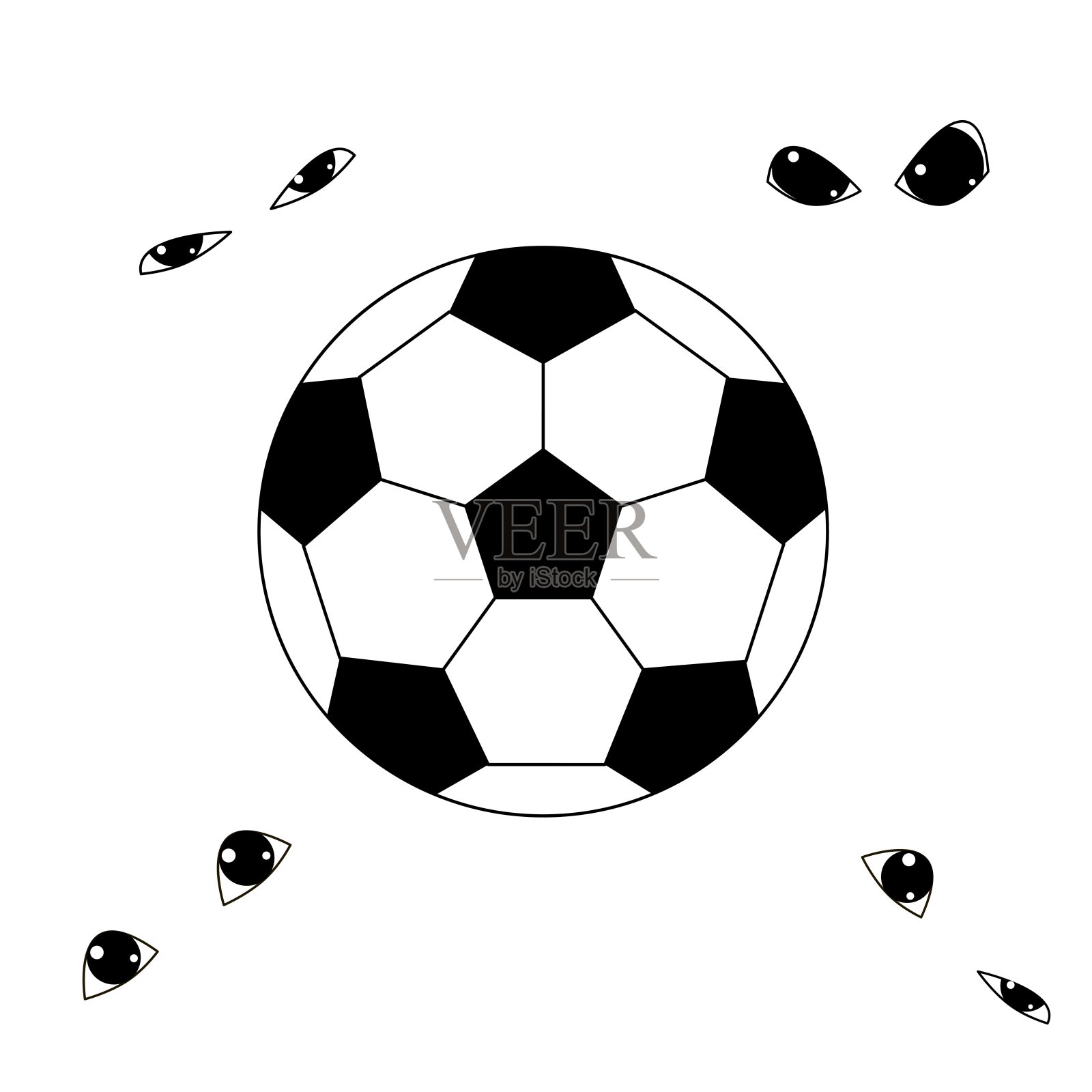 足球。眼睛盯着球。插画图片素材
