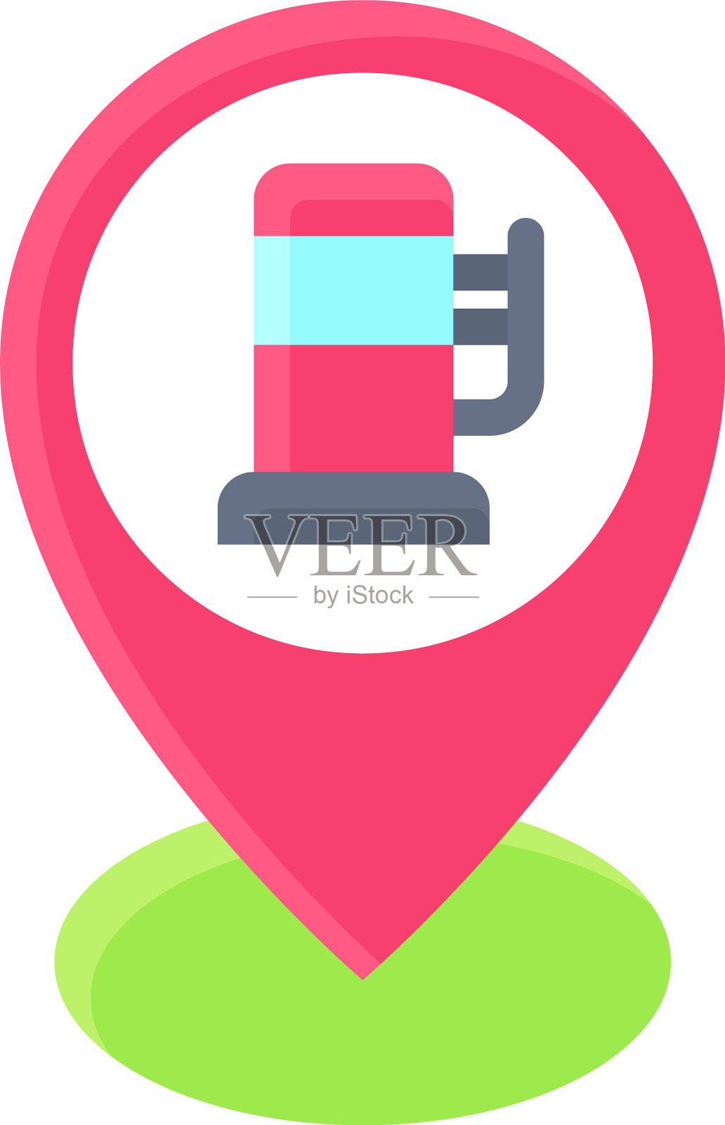 别针与加油站标志图标位置地图和插画图片素材