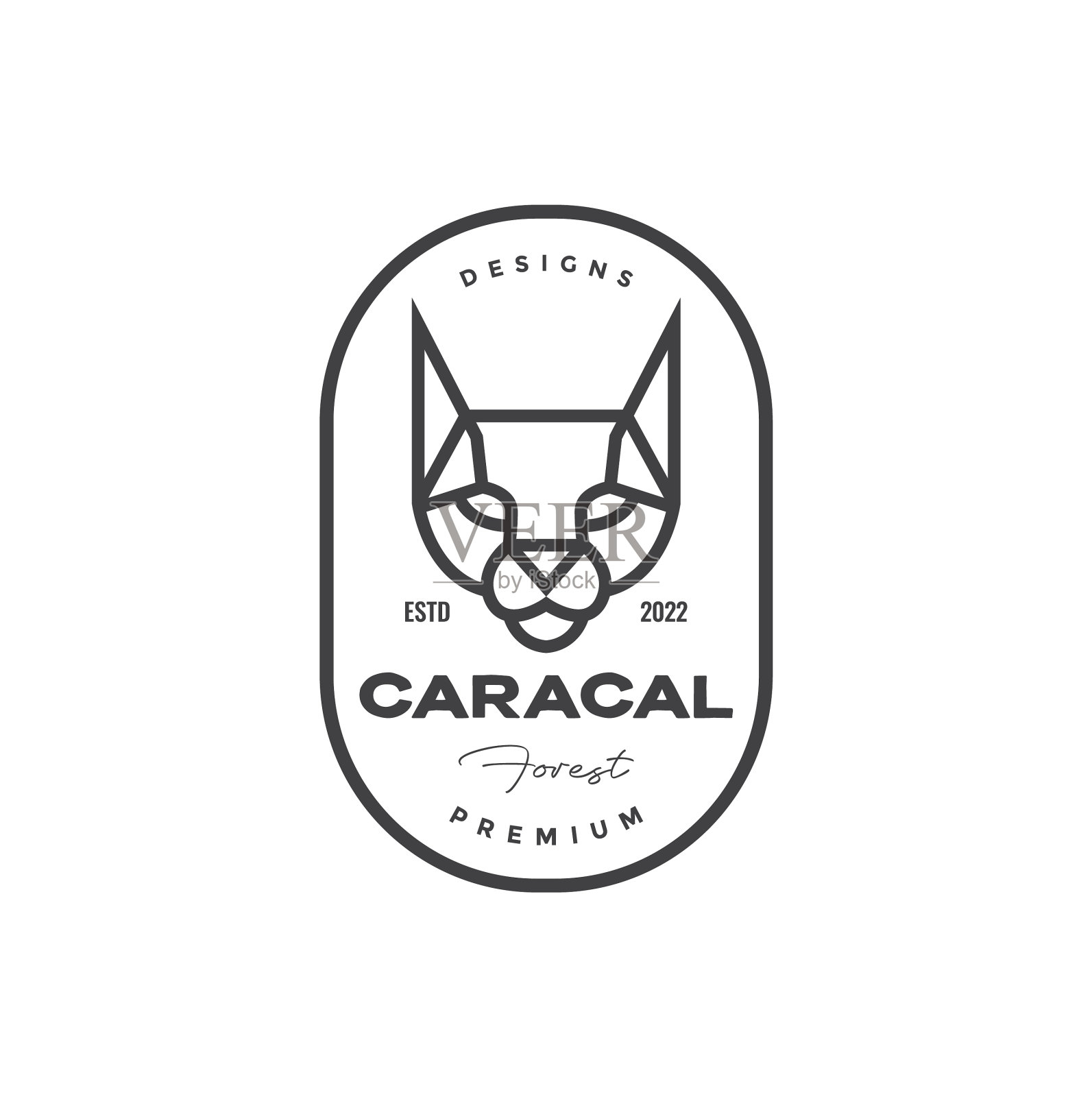 线头野猫徽章复古标志插画图片素材