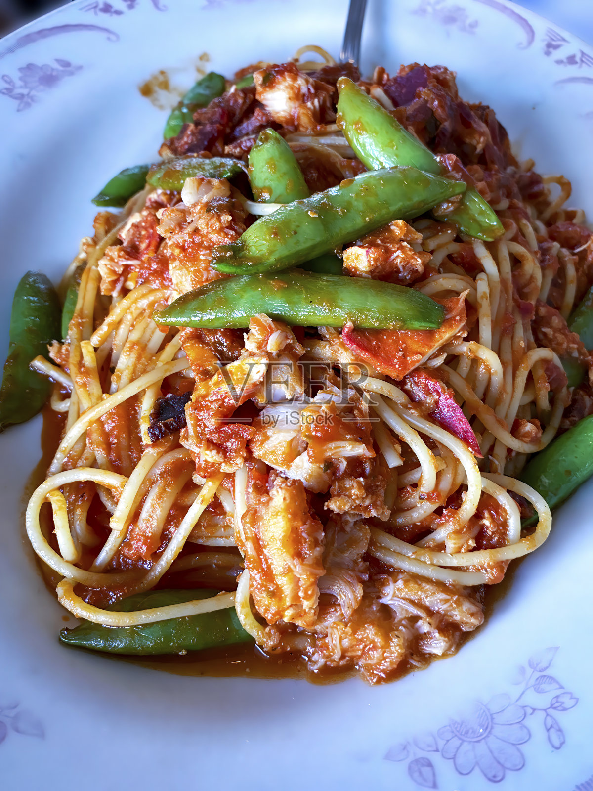 豌豆意大利面照片摄影图片