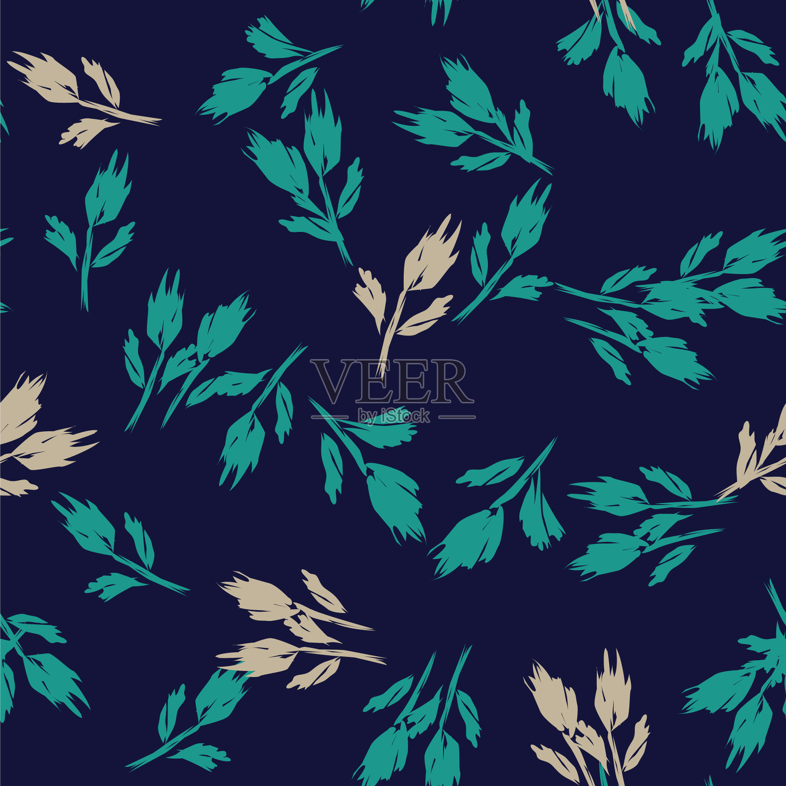 花卉笔触无缝图案设计插画图片素材