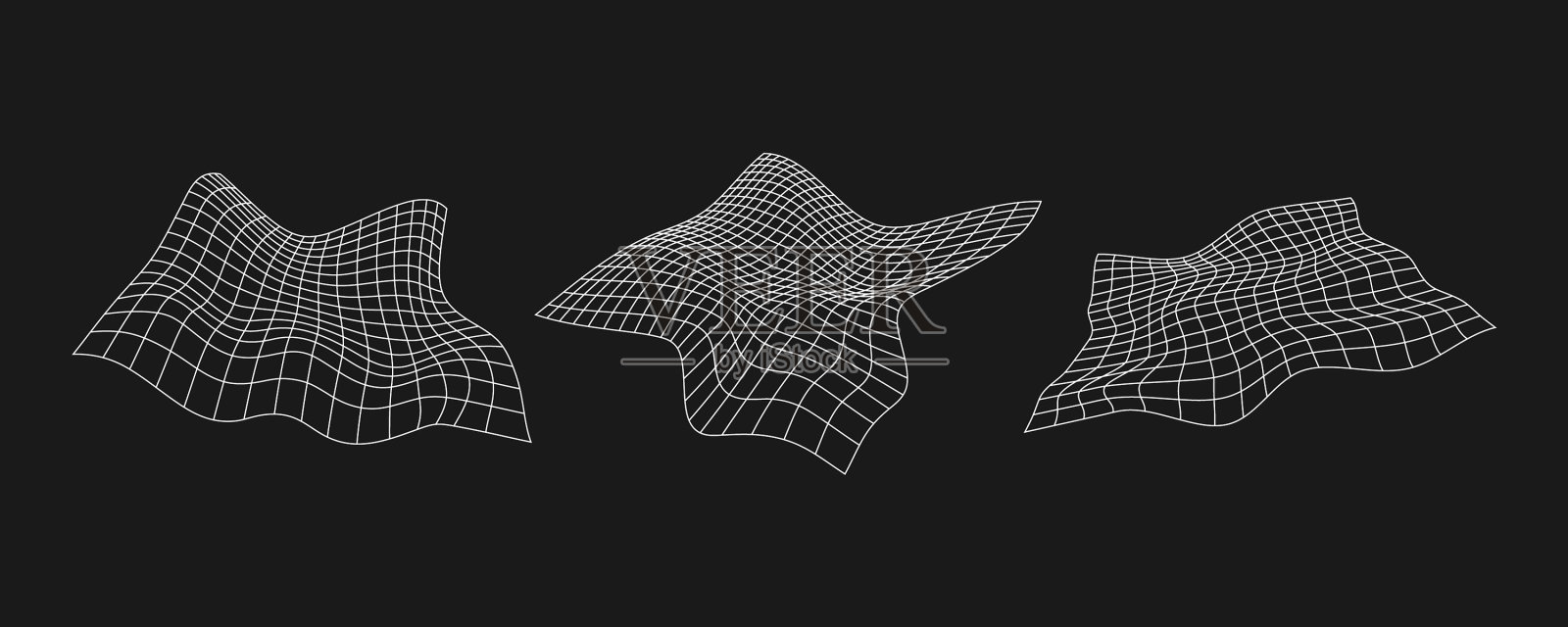 网络扭曲网格复古朋克设计元素插画图片素材