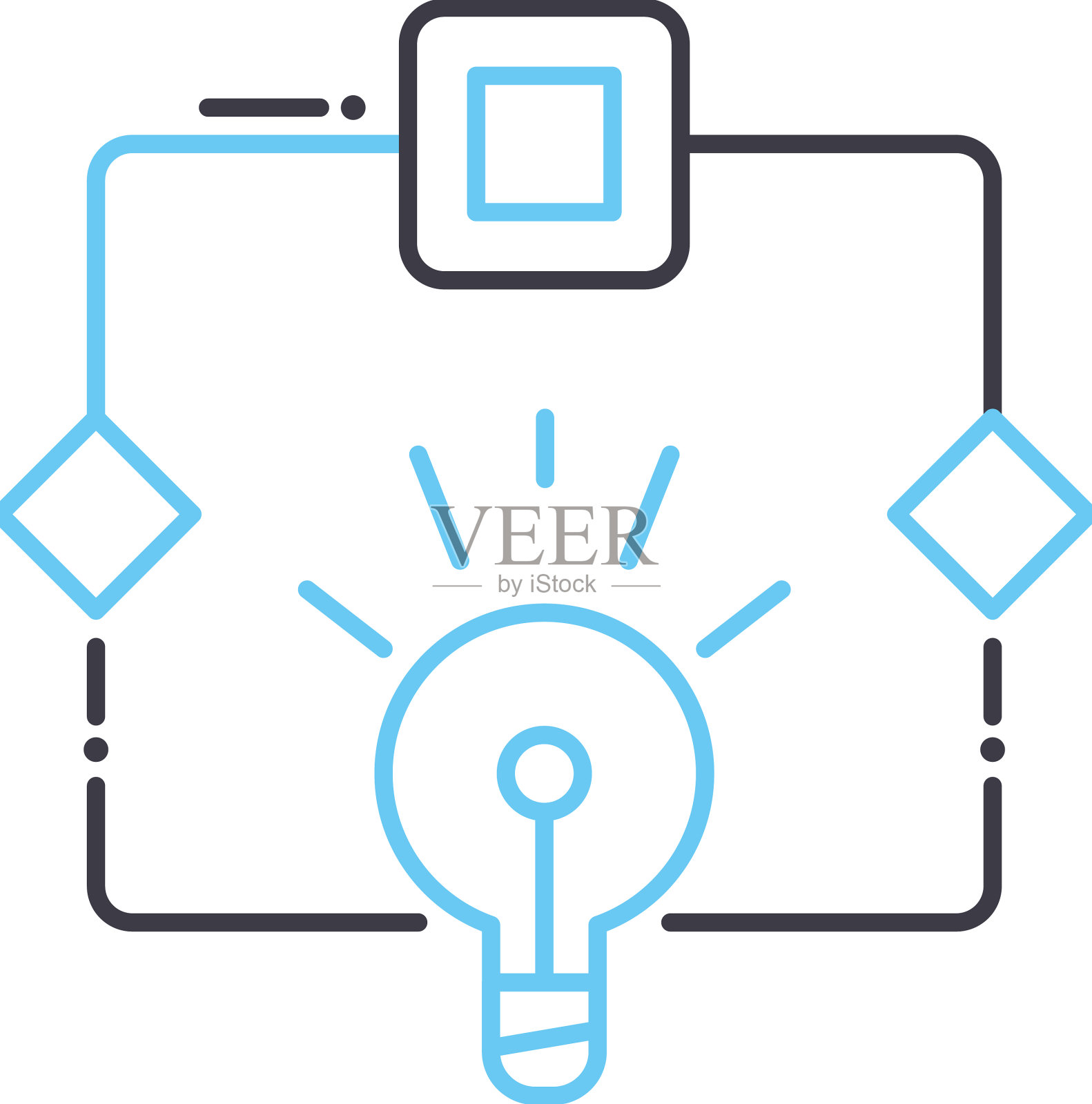 创意工作流线图标轮廓符号插画图片素材