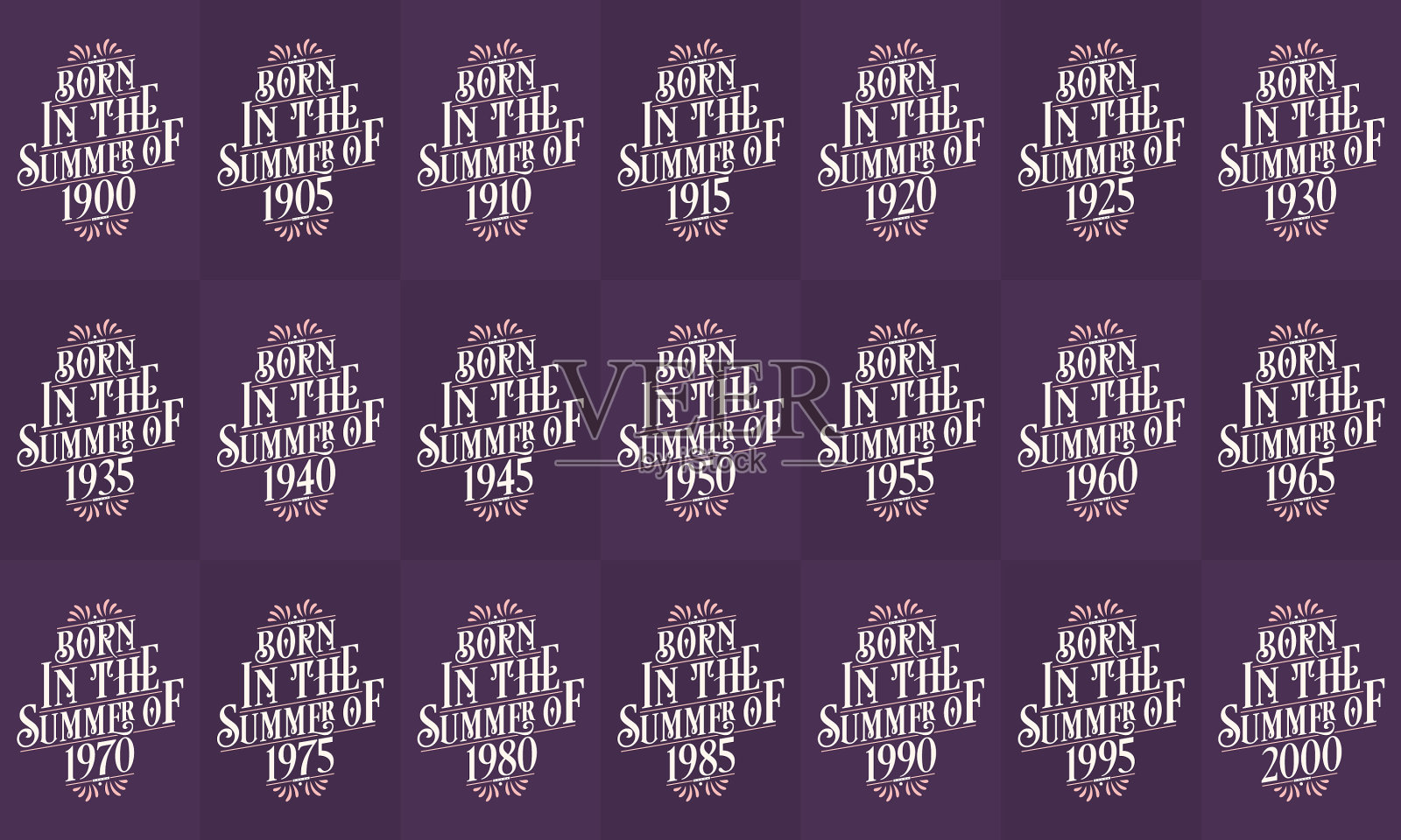 复古复古美丽的生日字体设计插画图片素材