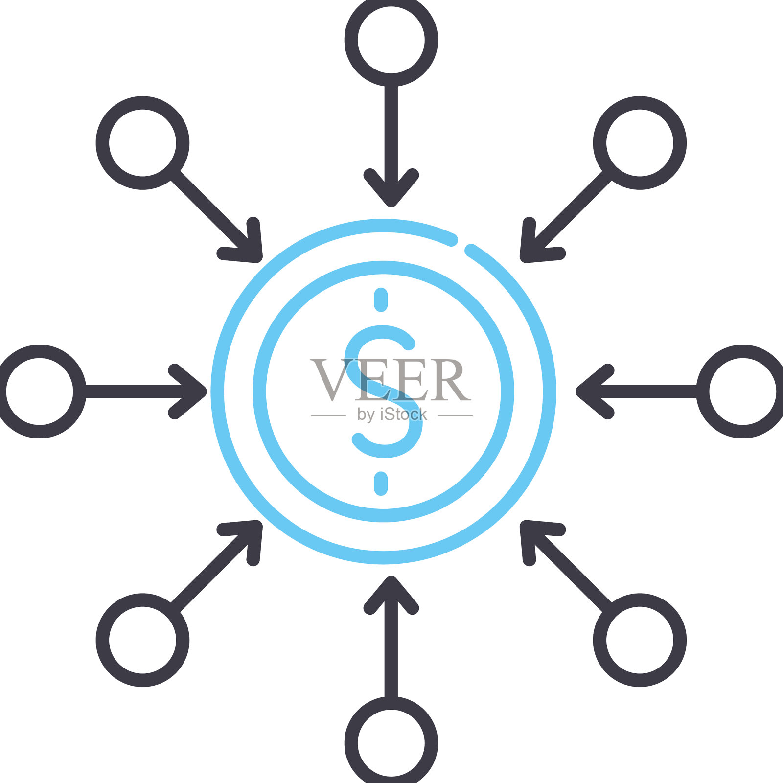 众筹线图标轮廓符号插画图片素材