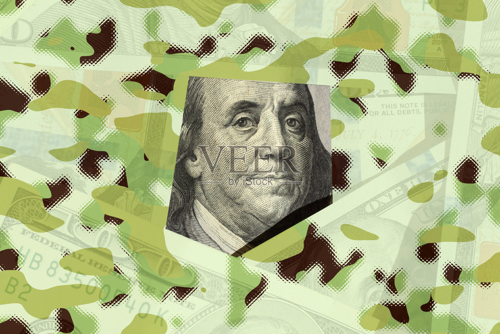 伪装的美元。照片摄影图片