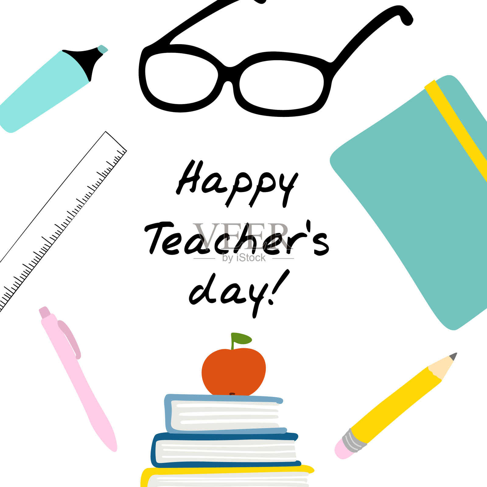 教师节快乐与学校同在插画图片素材