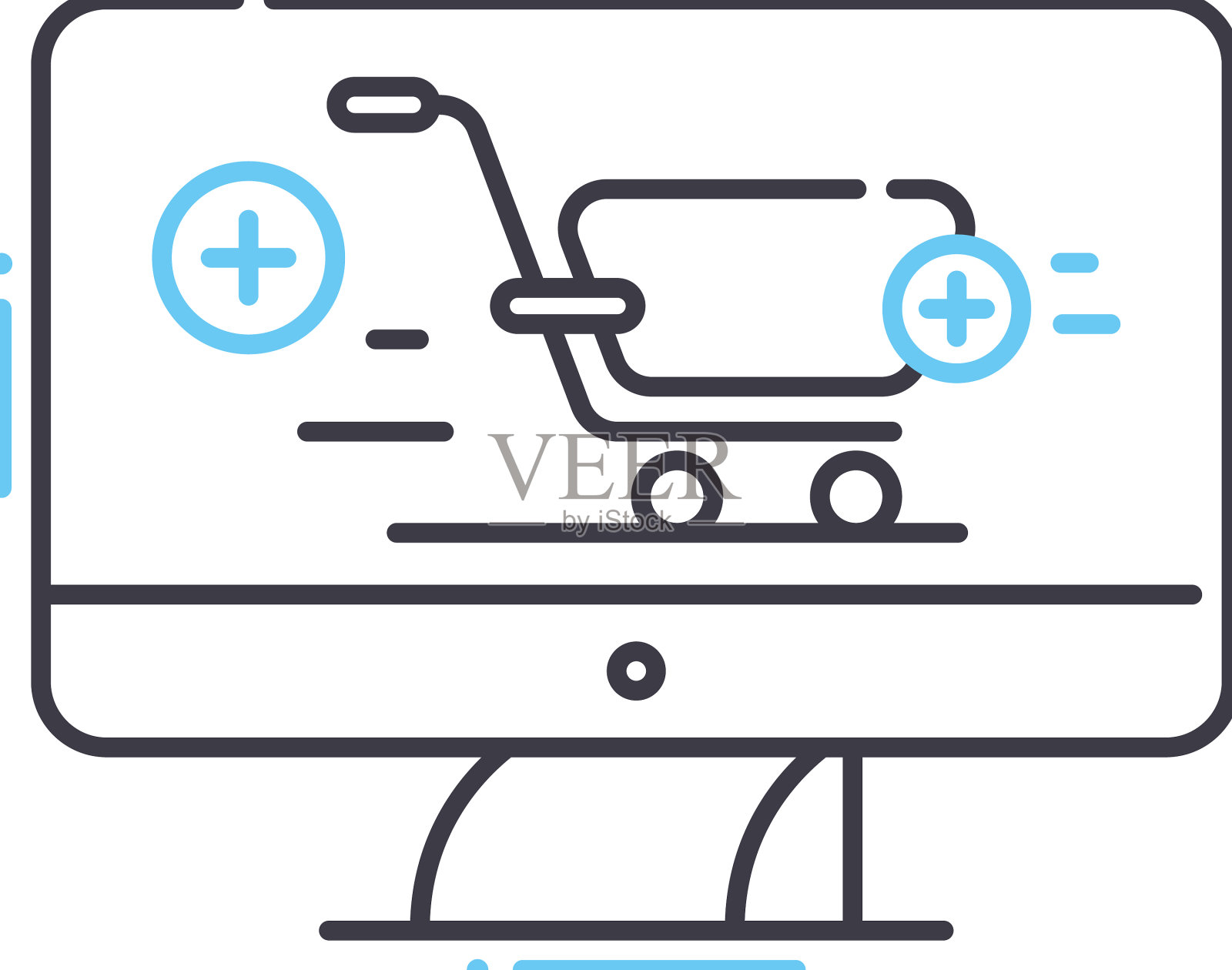 网上购物在家线图标轮廓符号图标素材