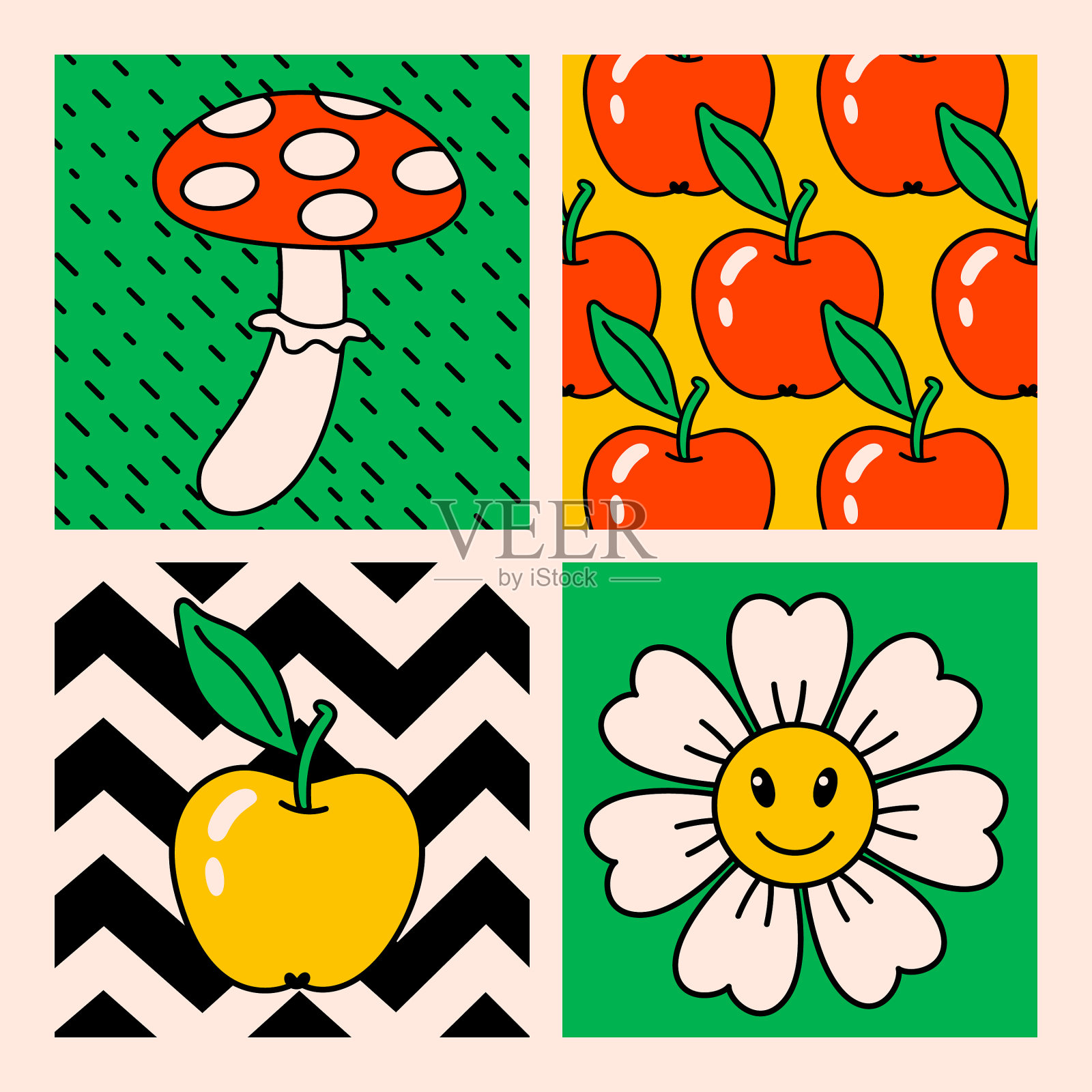 卡通滑稽的卡通卡片疯狂的卡通插画图片素材