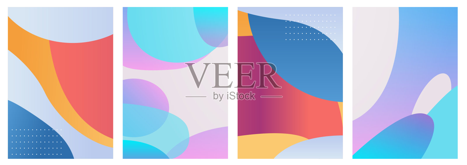 一套极简手绘抽象流体形状插画图片素材