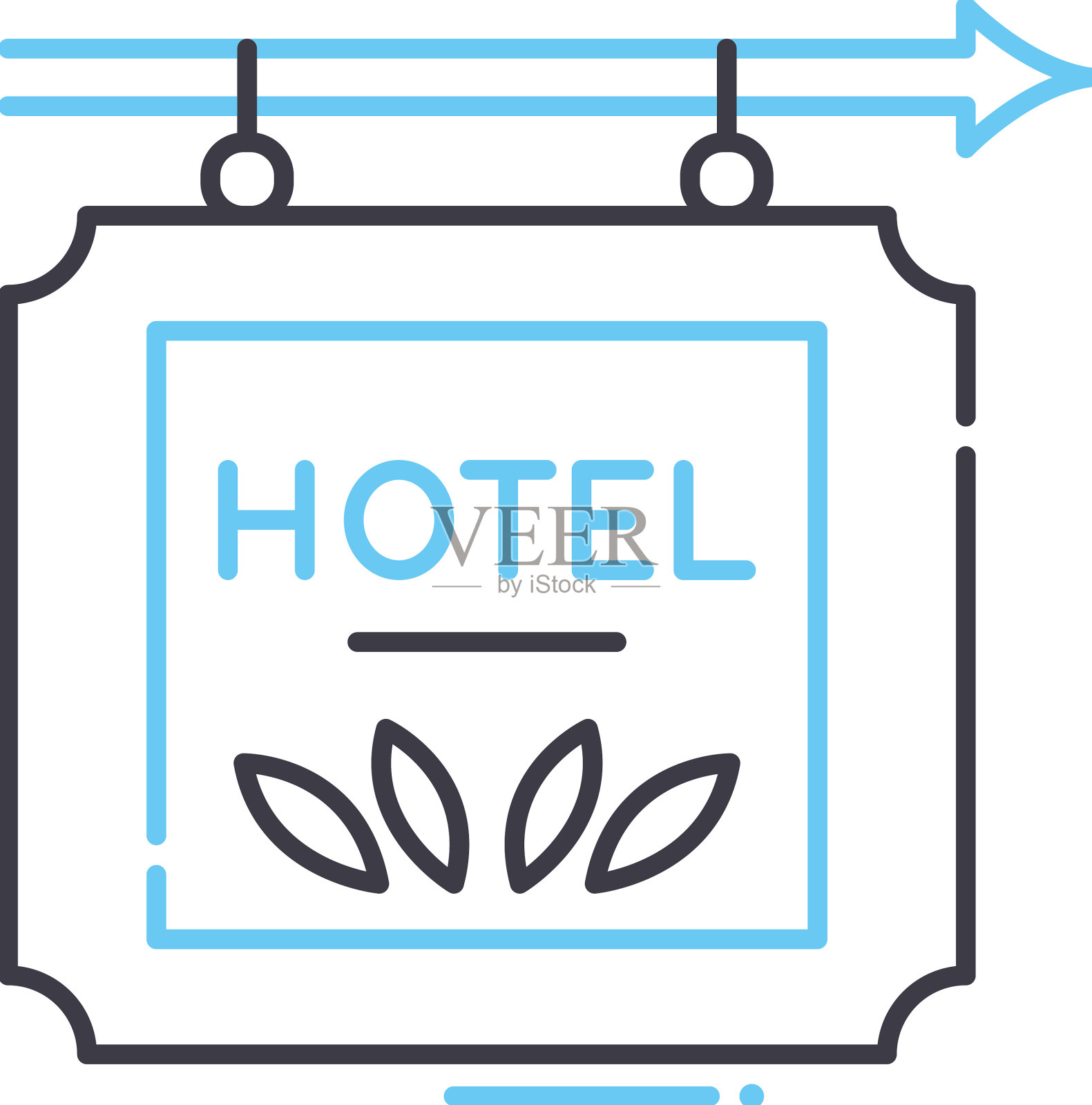 酒店方向线图标轮廓符号插画图片素材