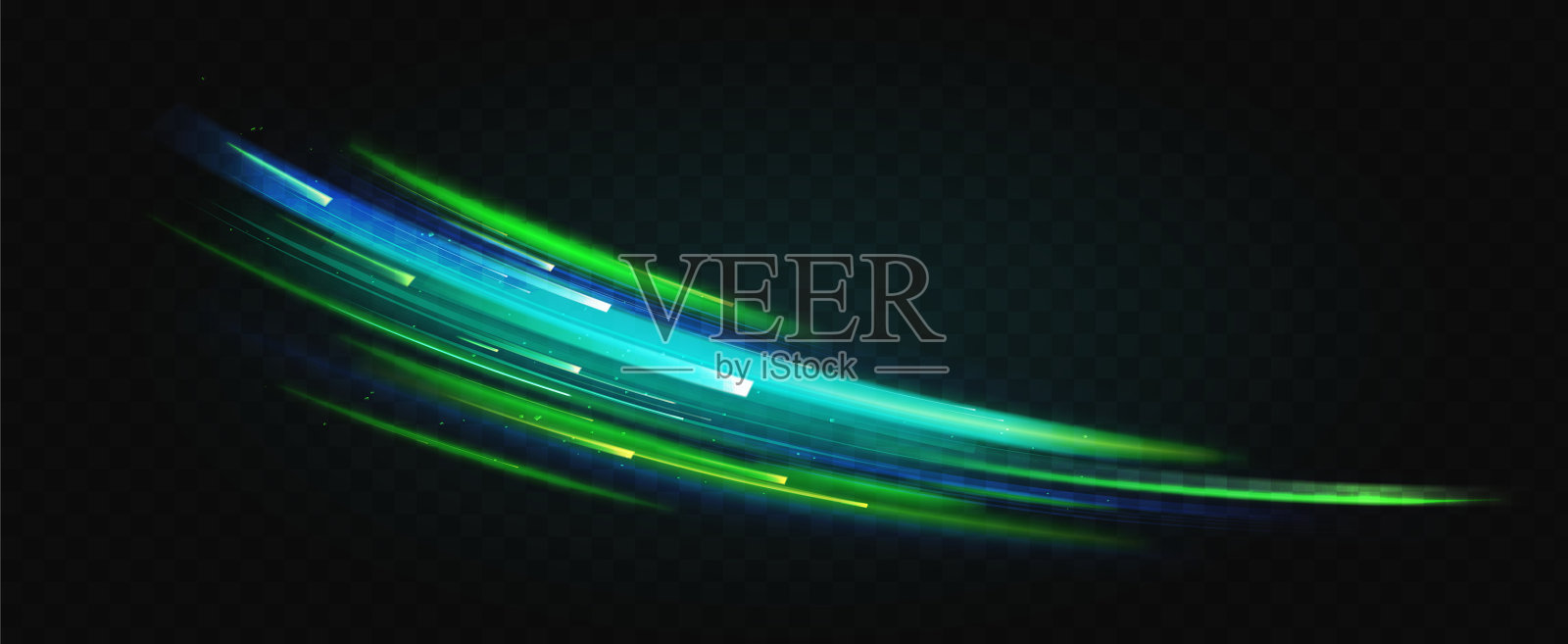 天蓝绿光抽象效果曲线插画图片素材