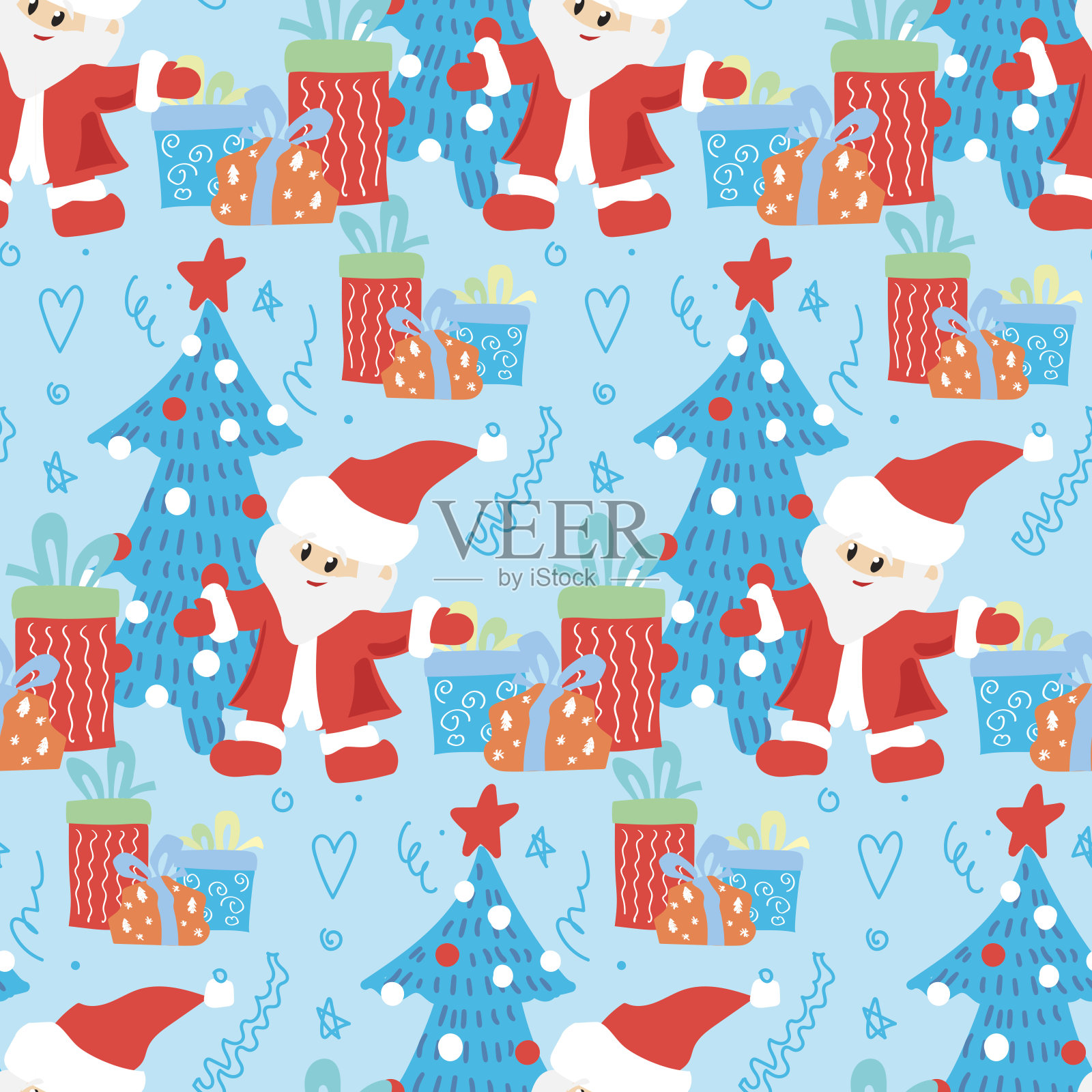 可爱的圣诞节的背景。圣诞节的背景。冬季无缝质感。插画图片素材