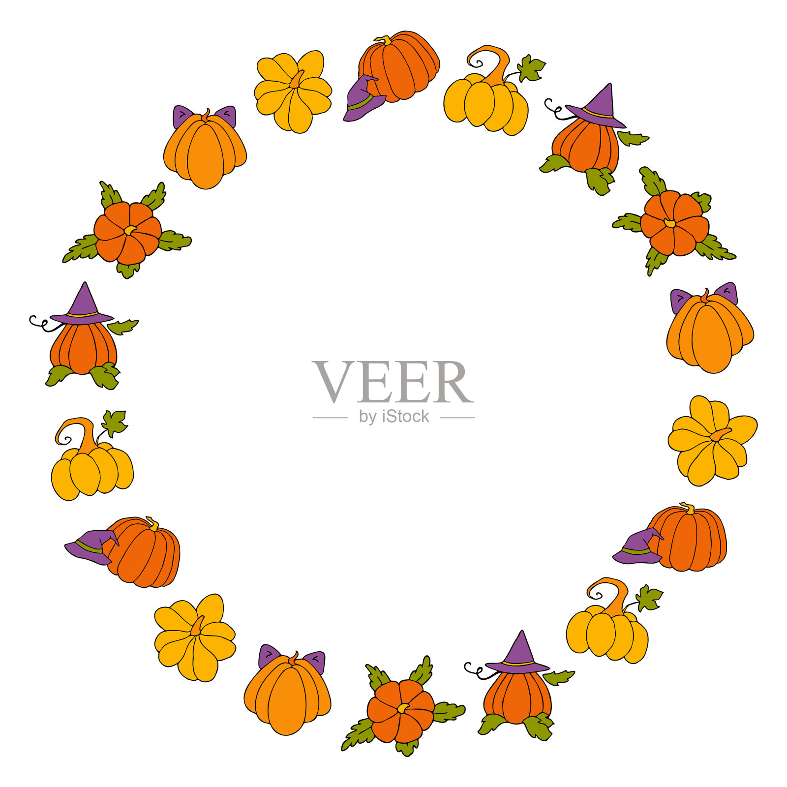 可爱的秋季矢量插画,手绘南瓜插画图片素材