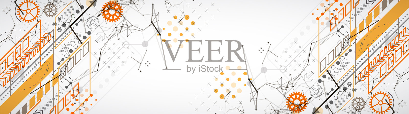 技术和科学主题的抽象背景。丛效果与各种技术细节与文本下的一个地方。矢量格式。插画图片素材