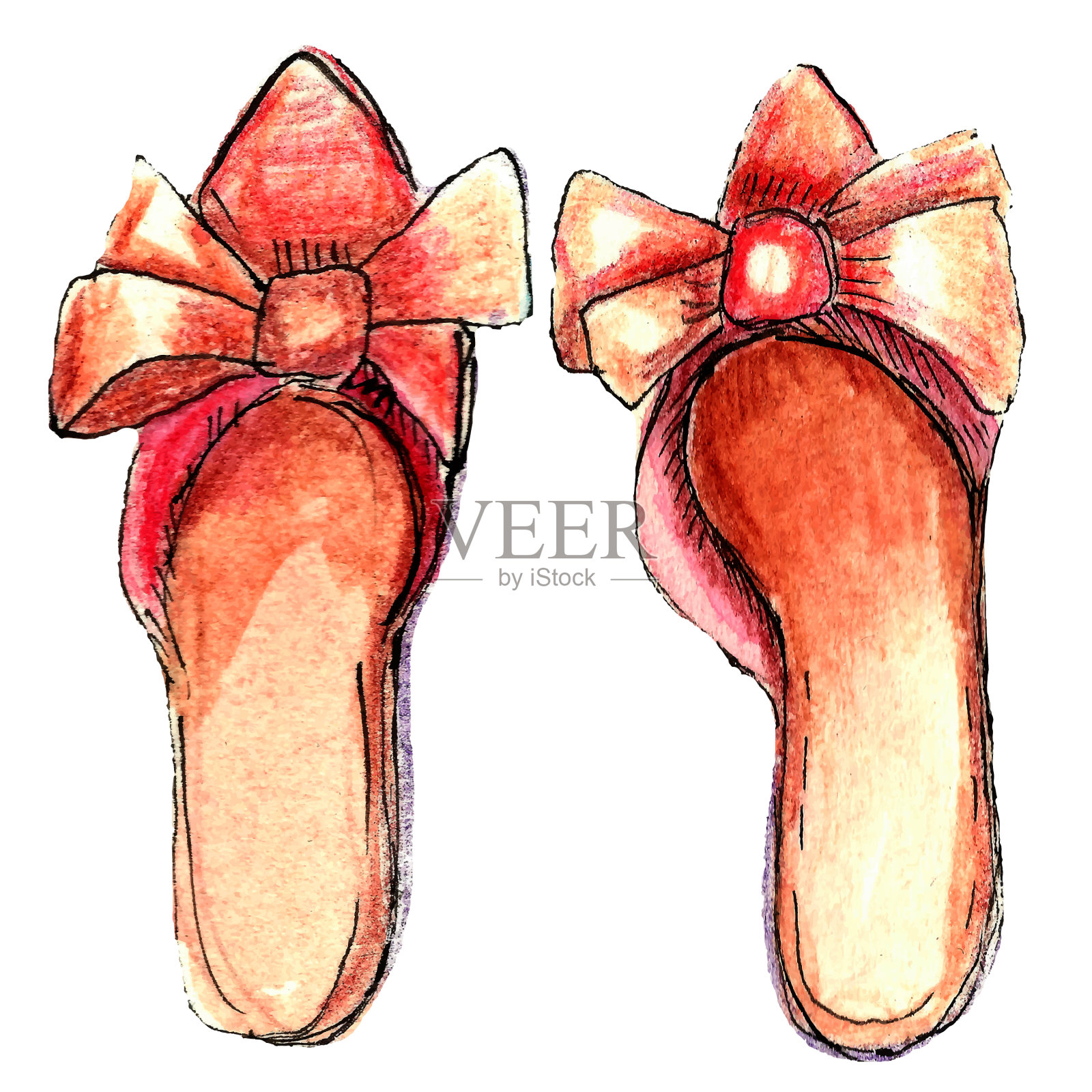 水彩手绘女鞋时尚插画图片素材