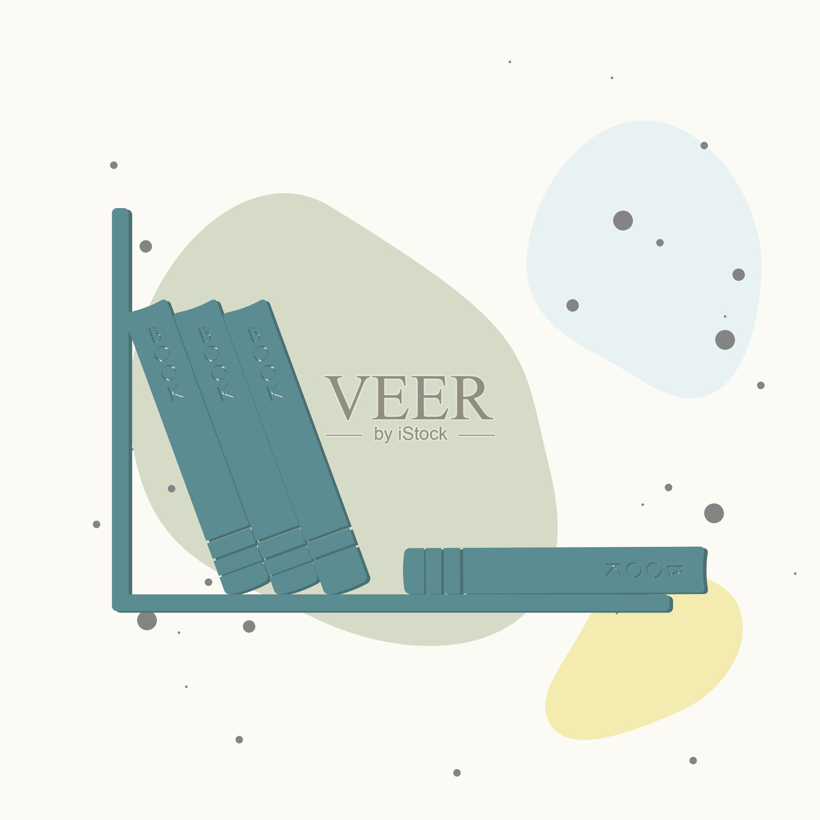 书站在书架上的形象插画图片素材