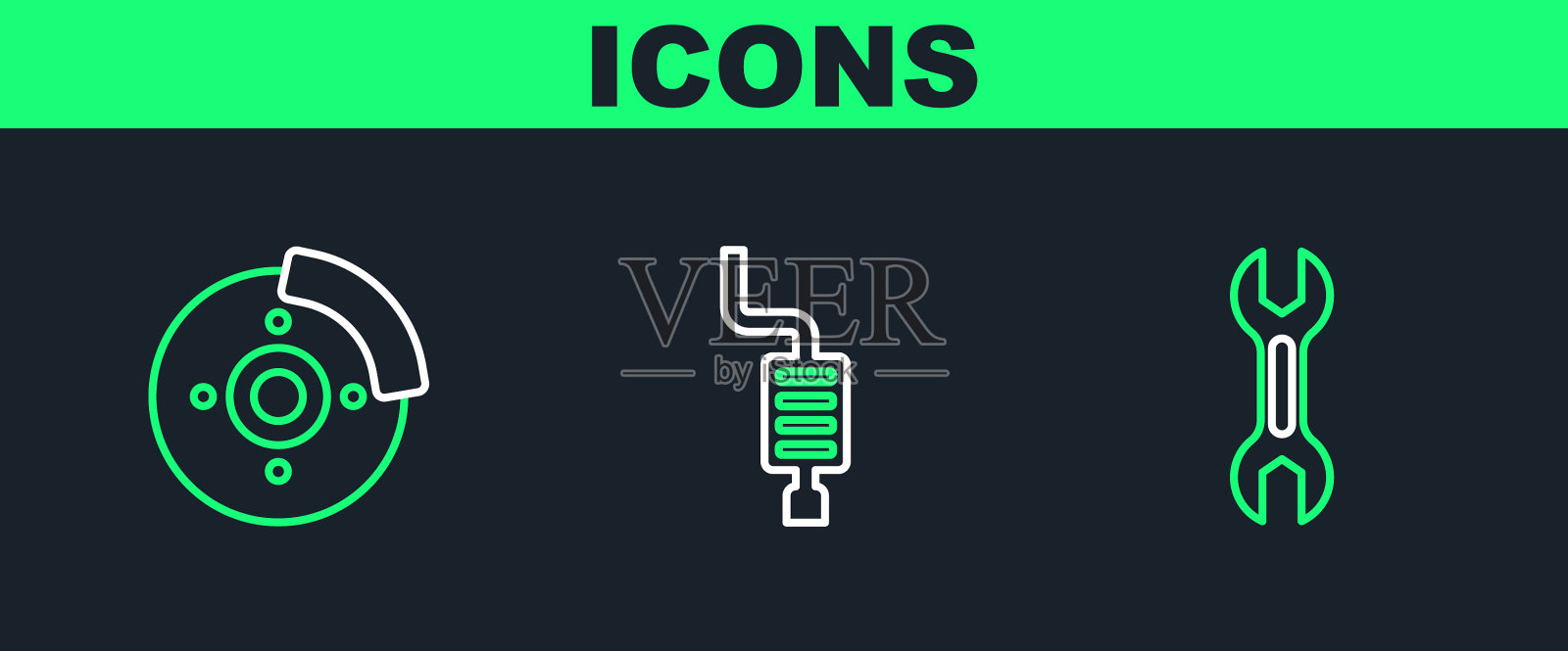 设置线扳手扳手汽车制动盘用图标素材