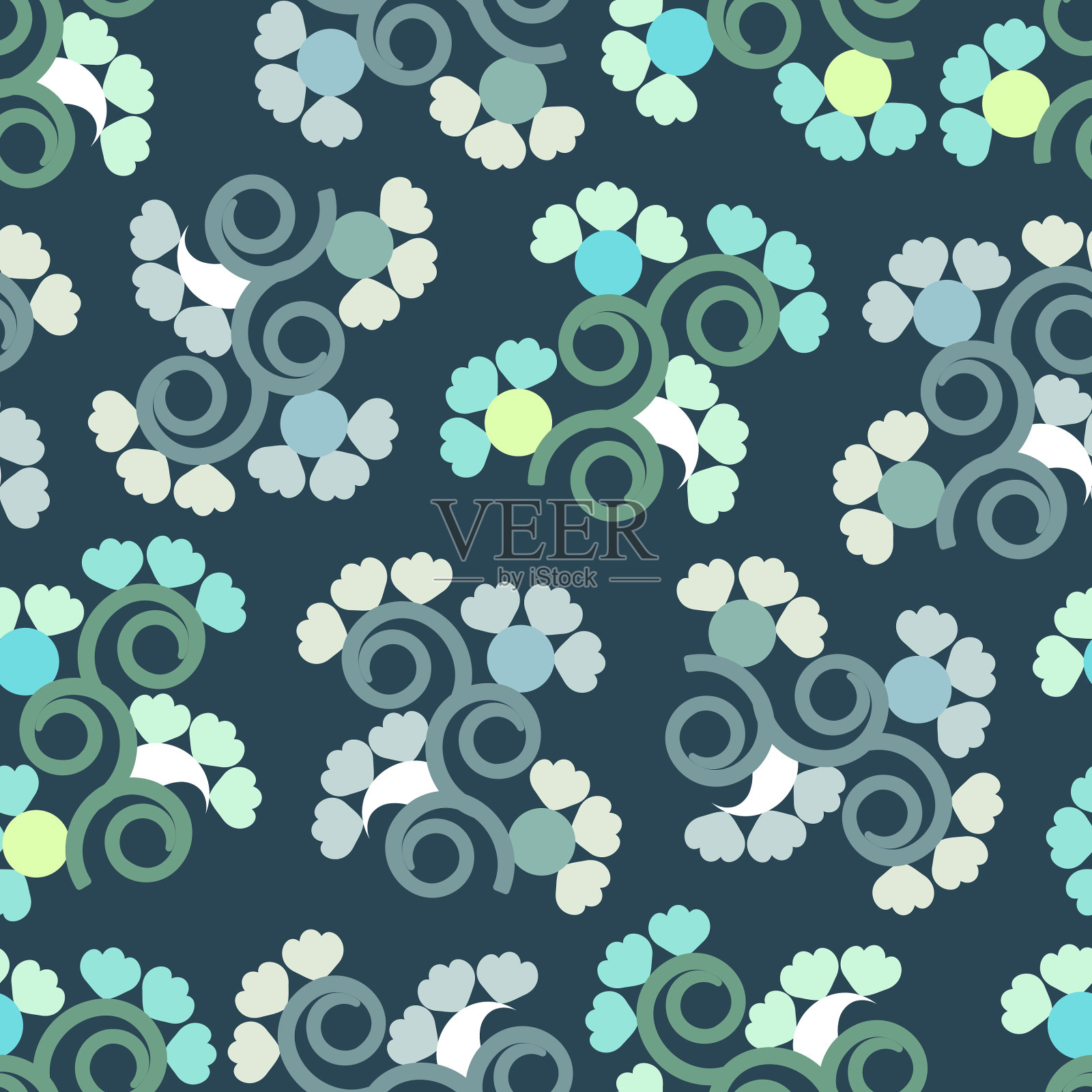 现代华丽的花无缝图案设计插画图片素材