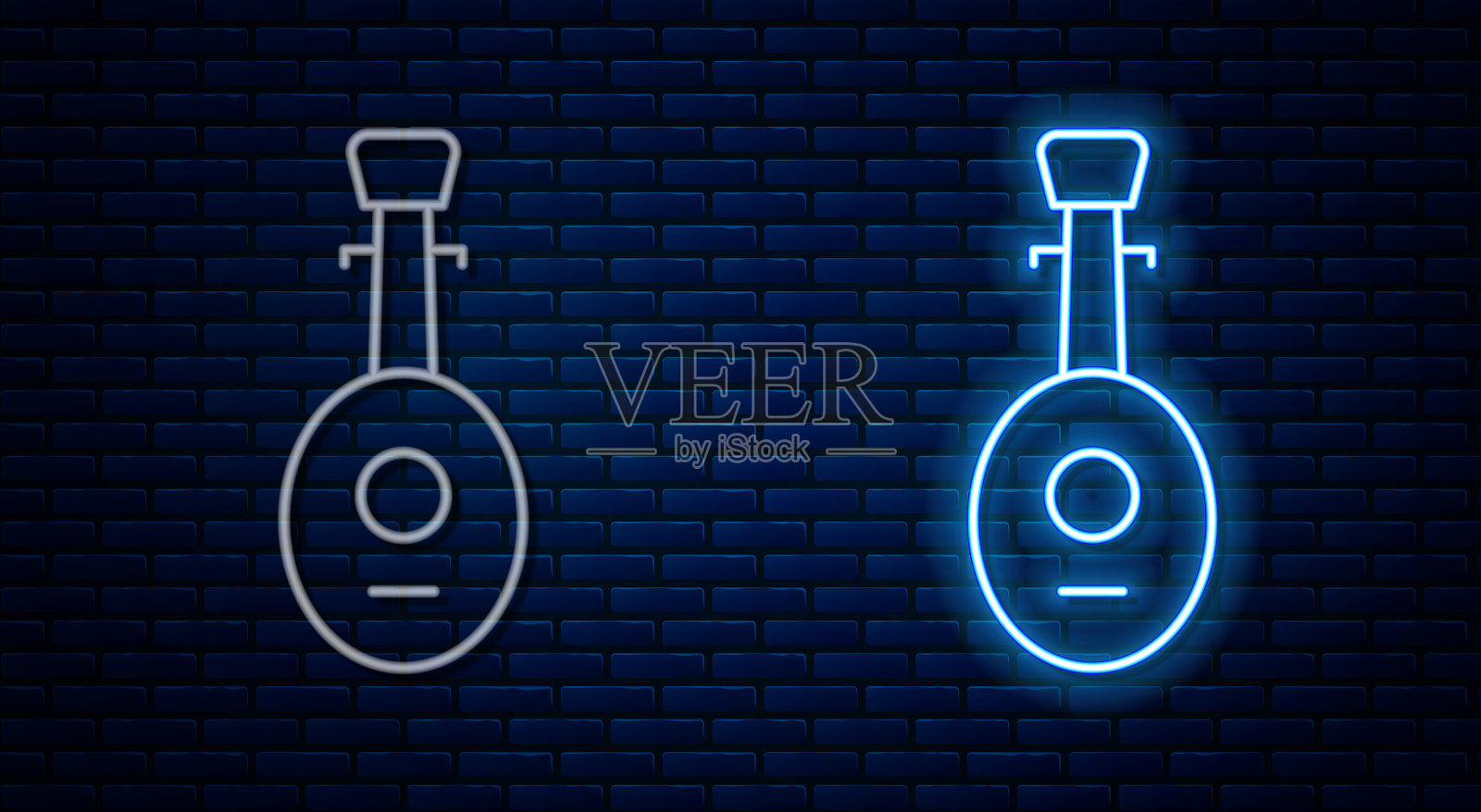 发光的霓虹线乐器鲁特图标插画图片素材