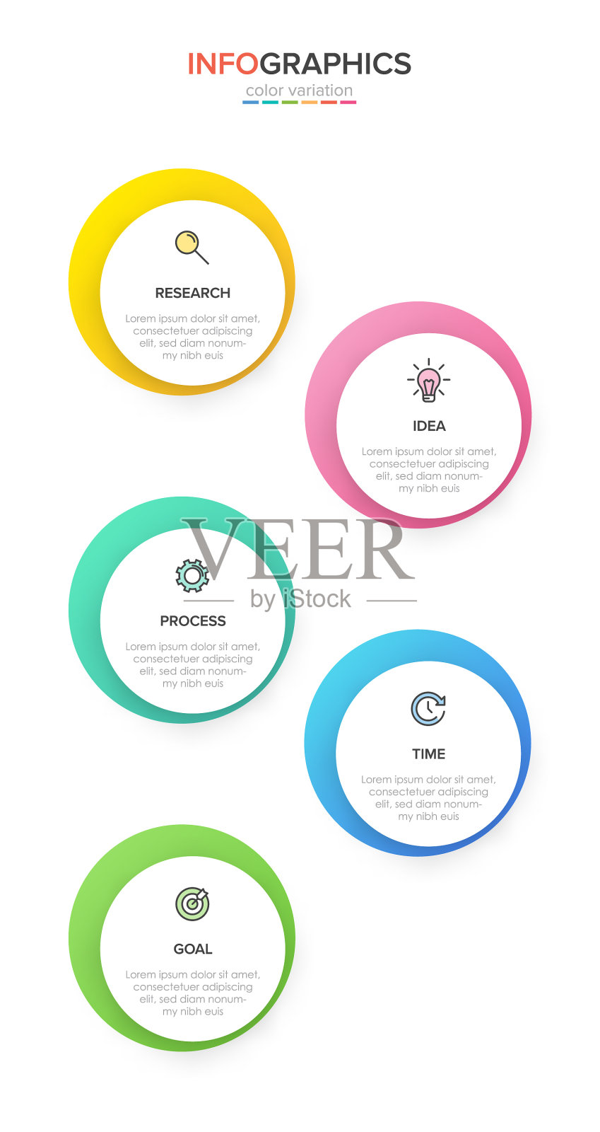 垂直信息图形设计与图标和5插画图片素材