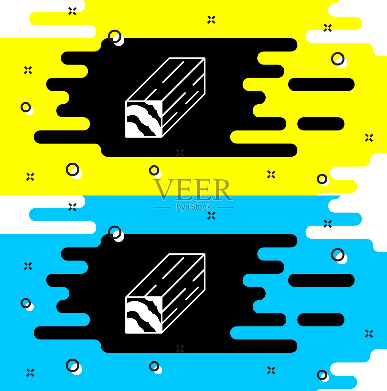 白色木梁图标孤立在黑色上插画图片素材