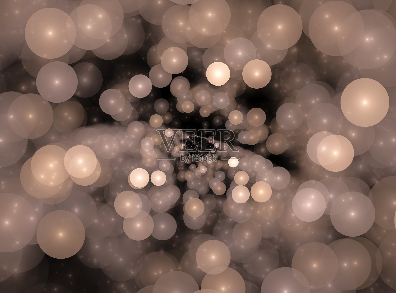 散景的颜色点缀着明亮的金色灯光。分形的抽象背景。照片摄影图片