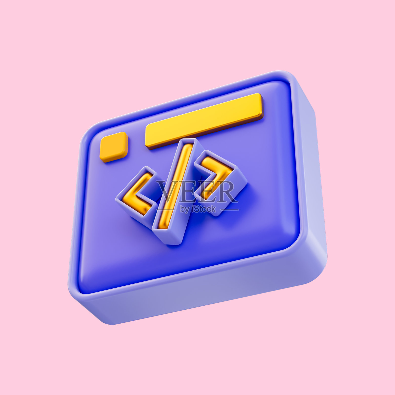 真实光滑的网站代码界面图标3d渲染概念的Web插画图片素材