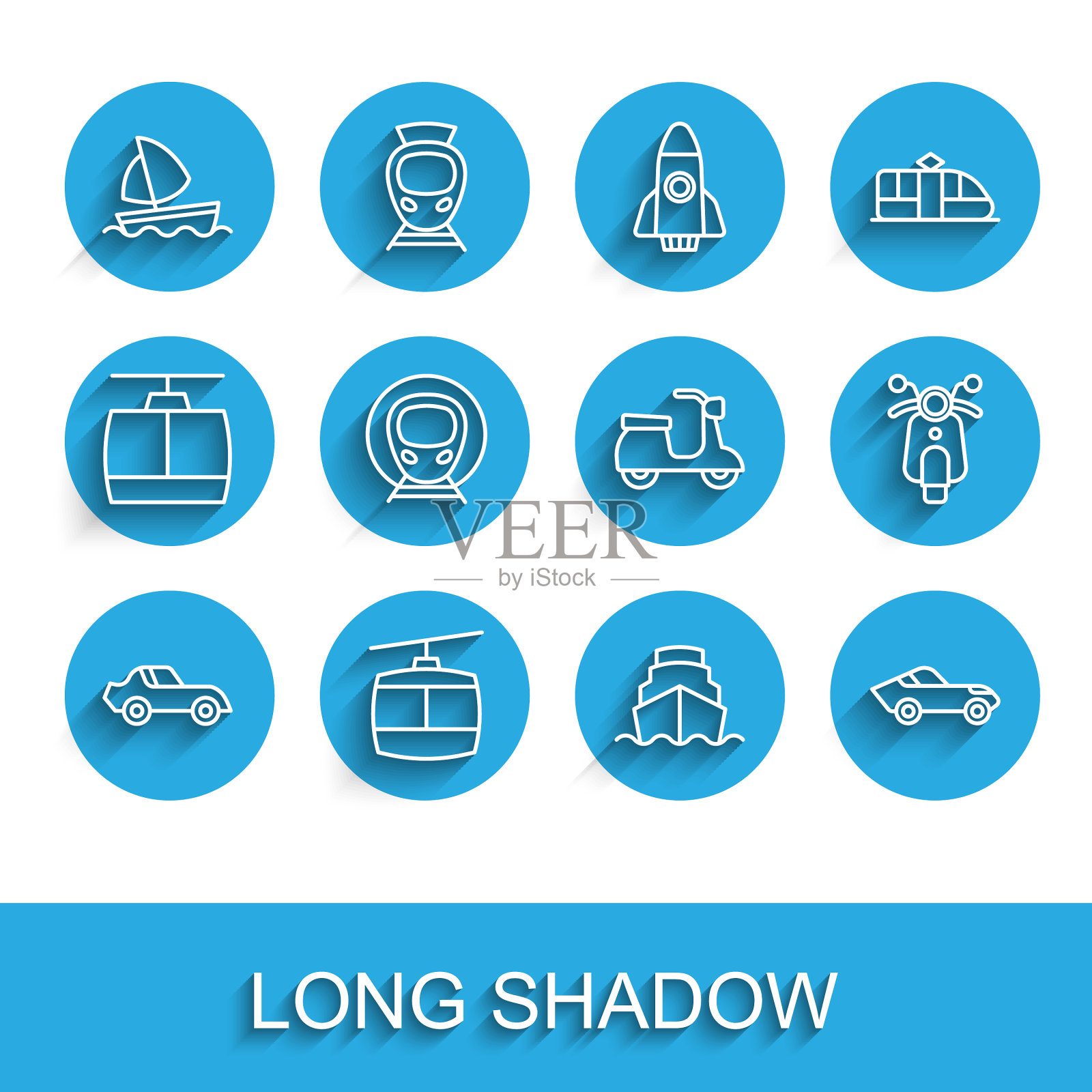 集线车、缆车、游艇、帆船、游船图标素材