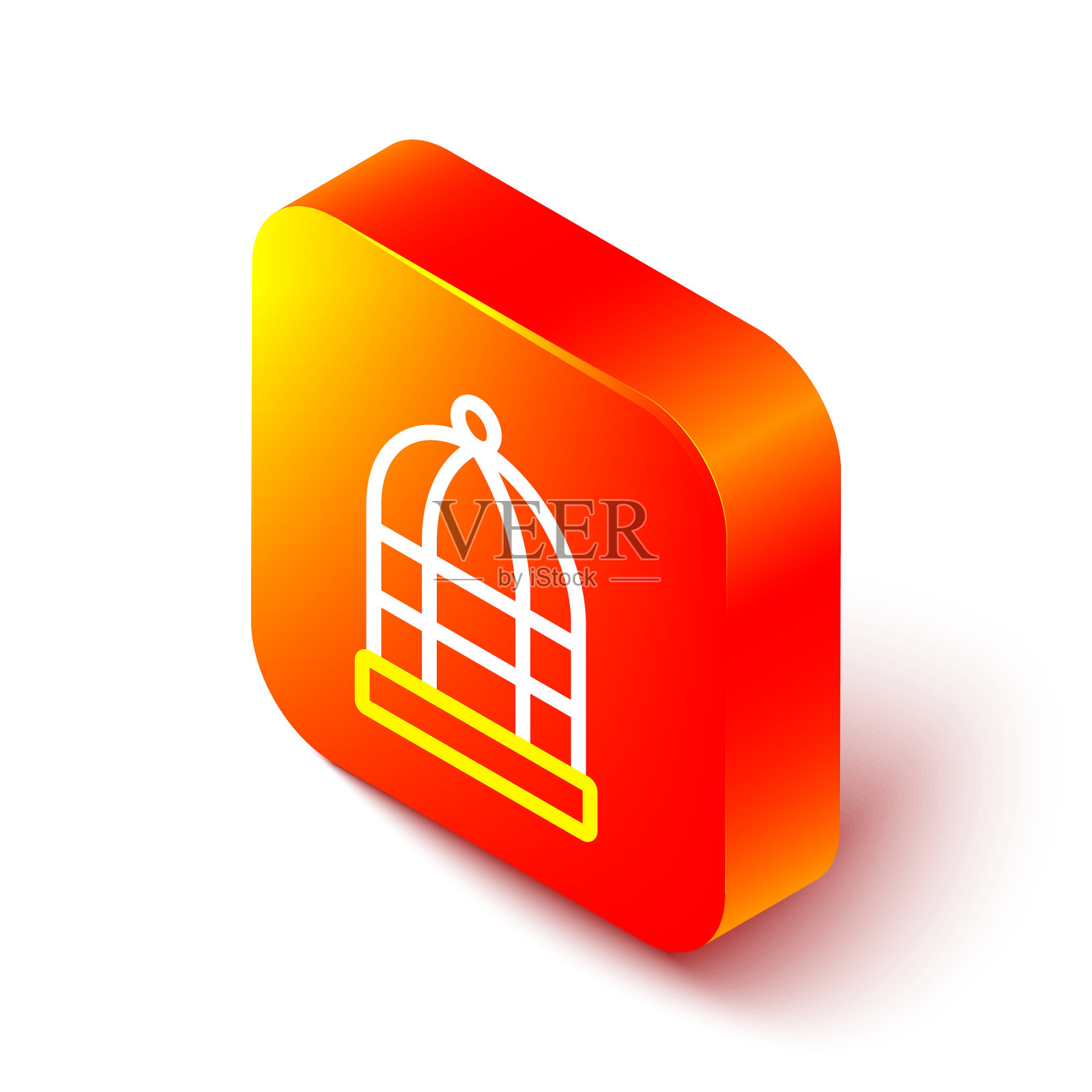 等距线鸟笼的图标隔离上插画图片素材