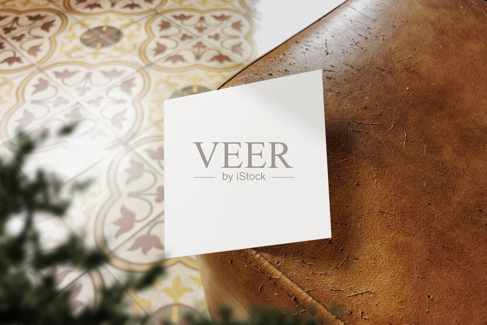 清洁最小方飞行模型漂浮在皮革座椅与植物照片摄影图片