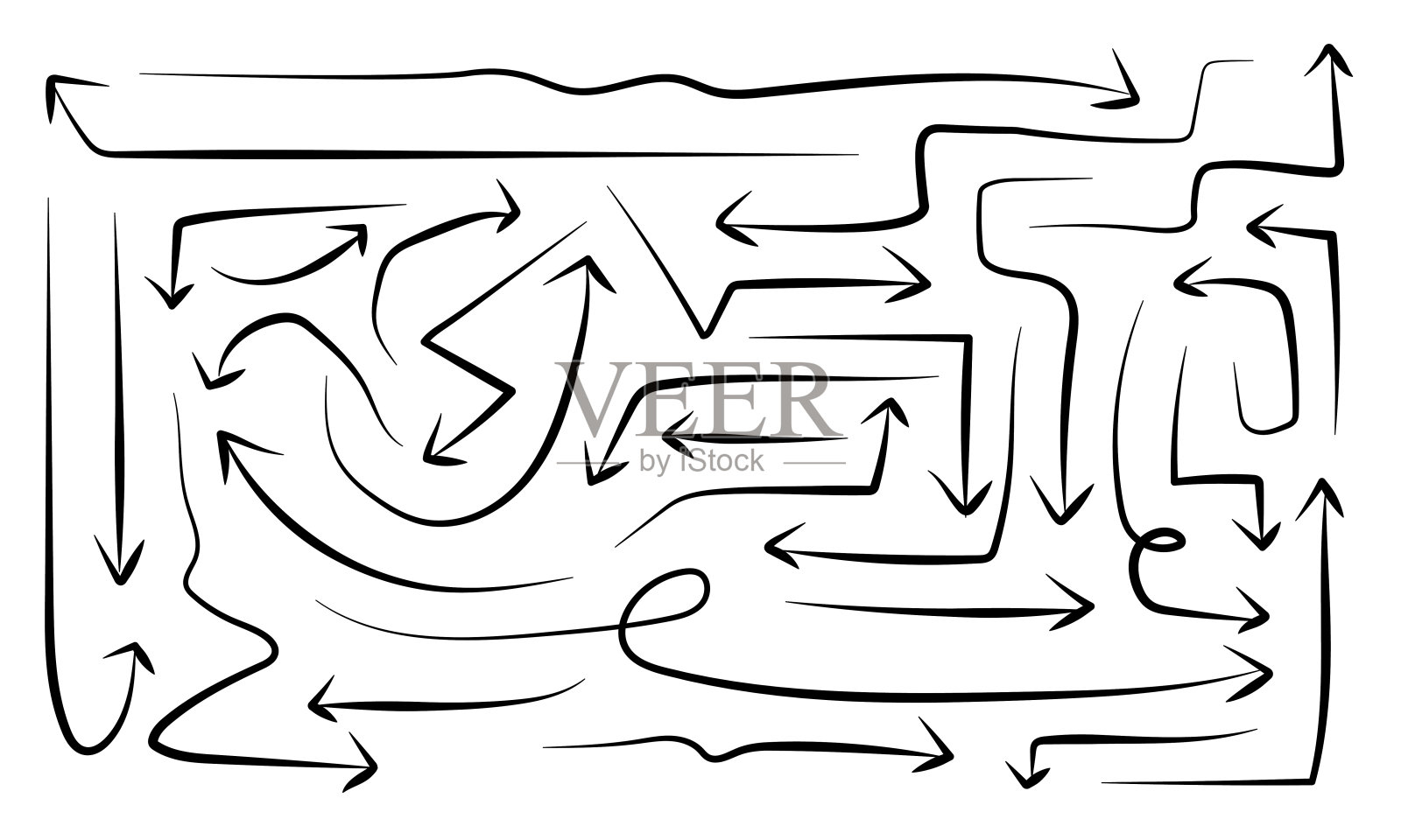 具有各种形状的箭头集合的矢量插图设计元素图片