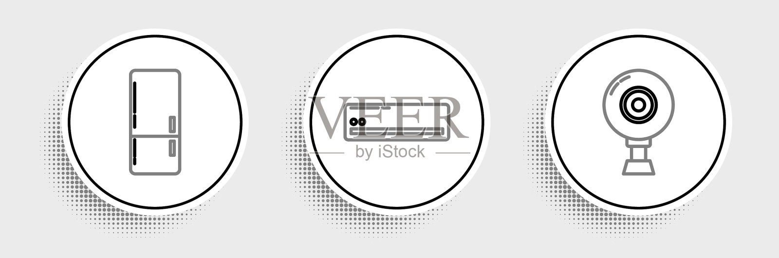 设置线路网络摄像头,冰箱和空气图标素材